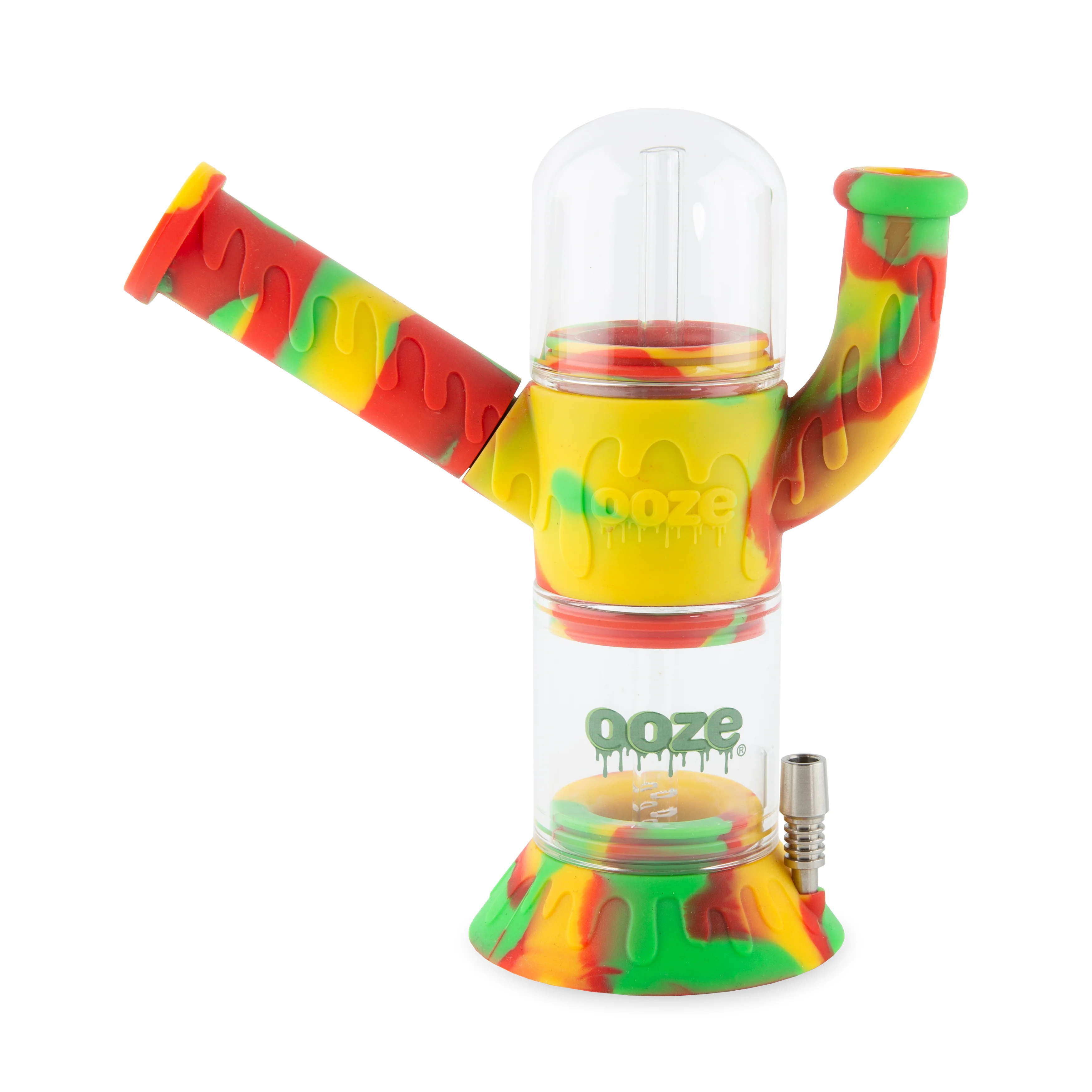 Ooze Cranium Silicone Water Pipe, Dab Rig & Dab Straw - Rasta - Image 3