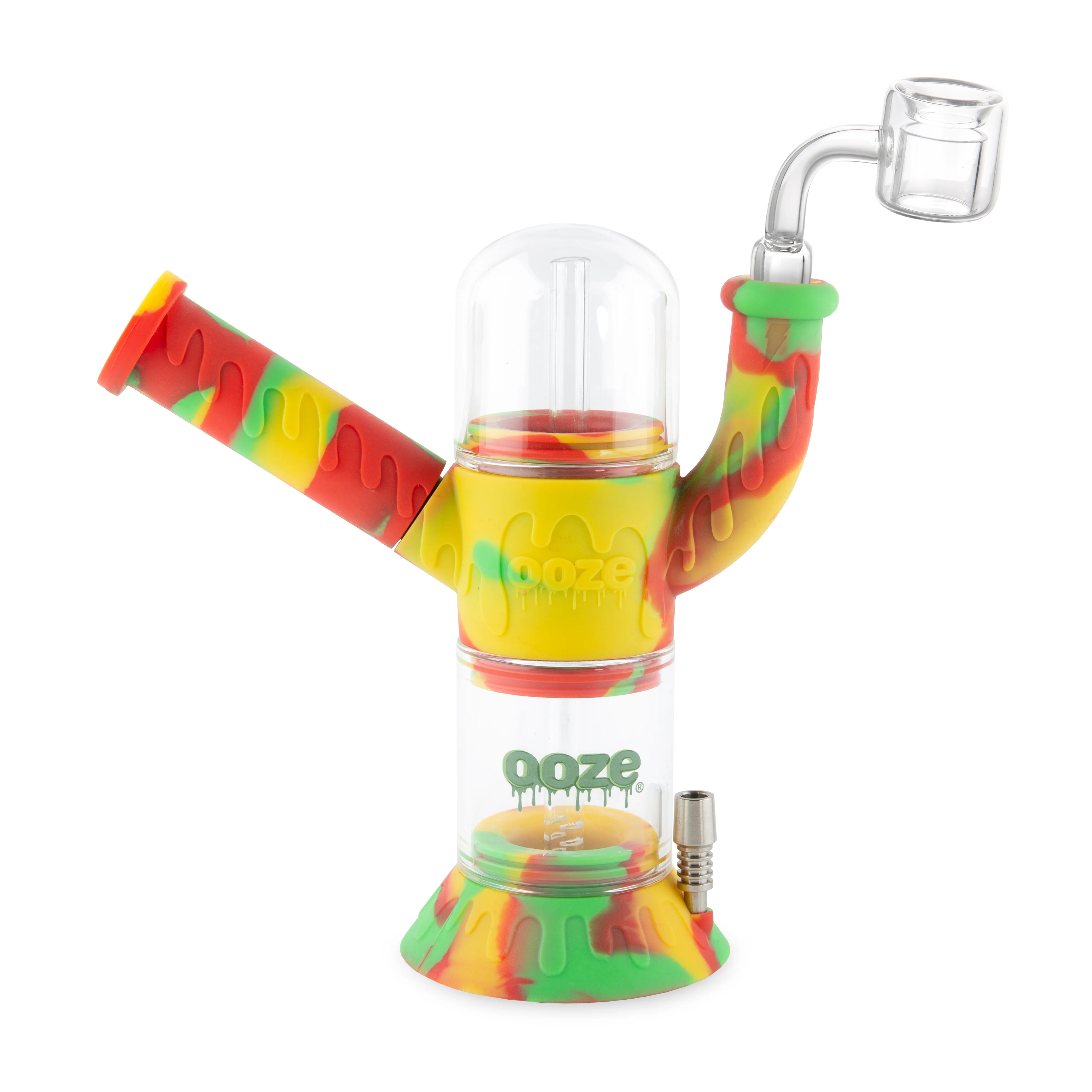 Ooze Cranium Silicone Water Pipe, Dab Rig & Dab Straw - Rasta - Image 4
