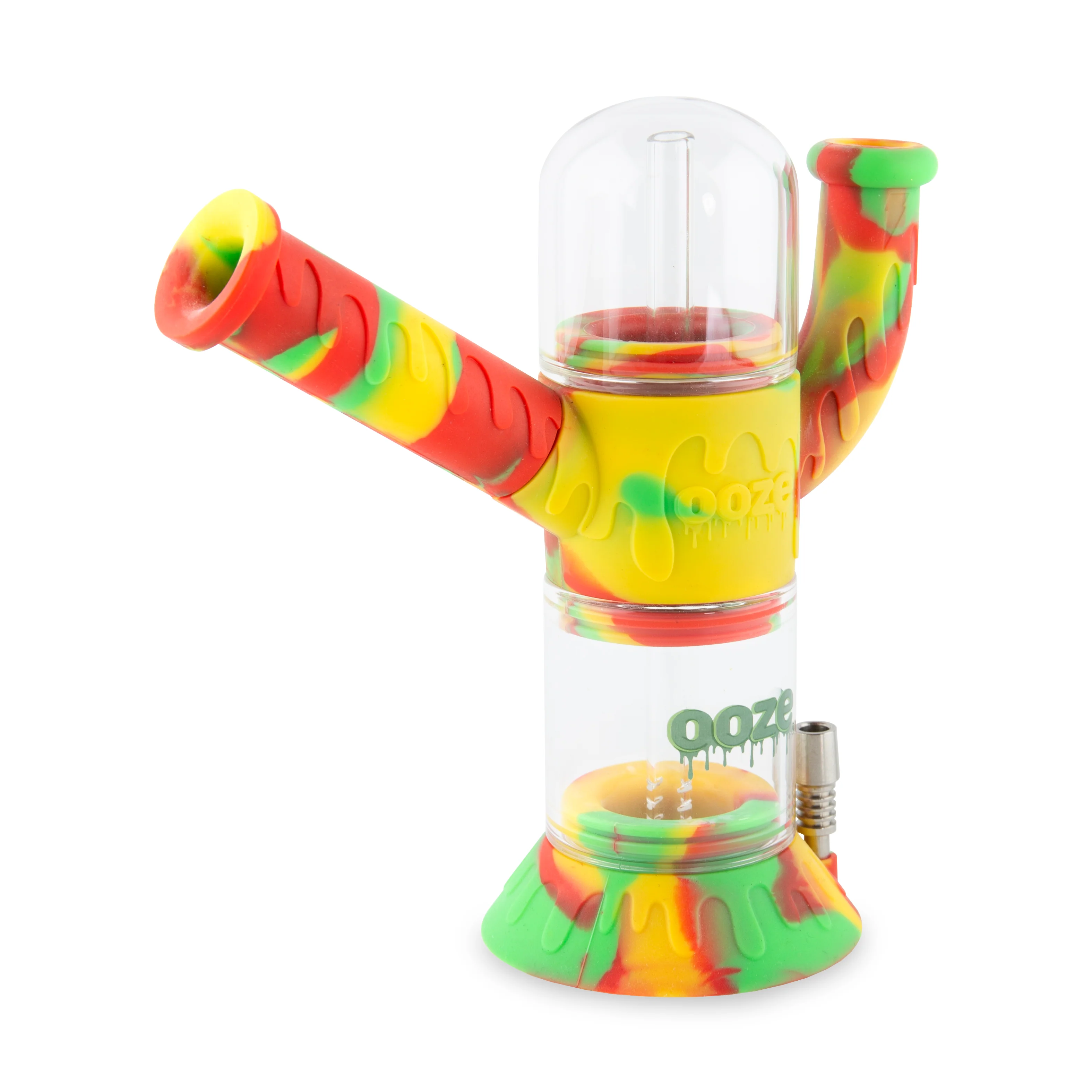 Ooze Cranium Silicone Water Pipe, Dab Rig & Dab Straw - Rasta - Image 5