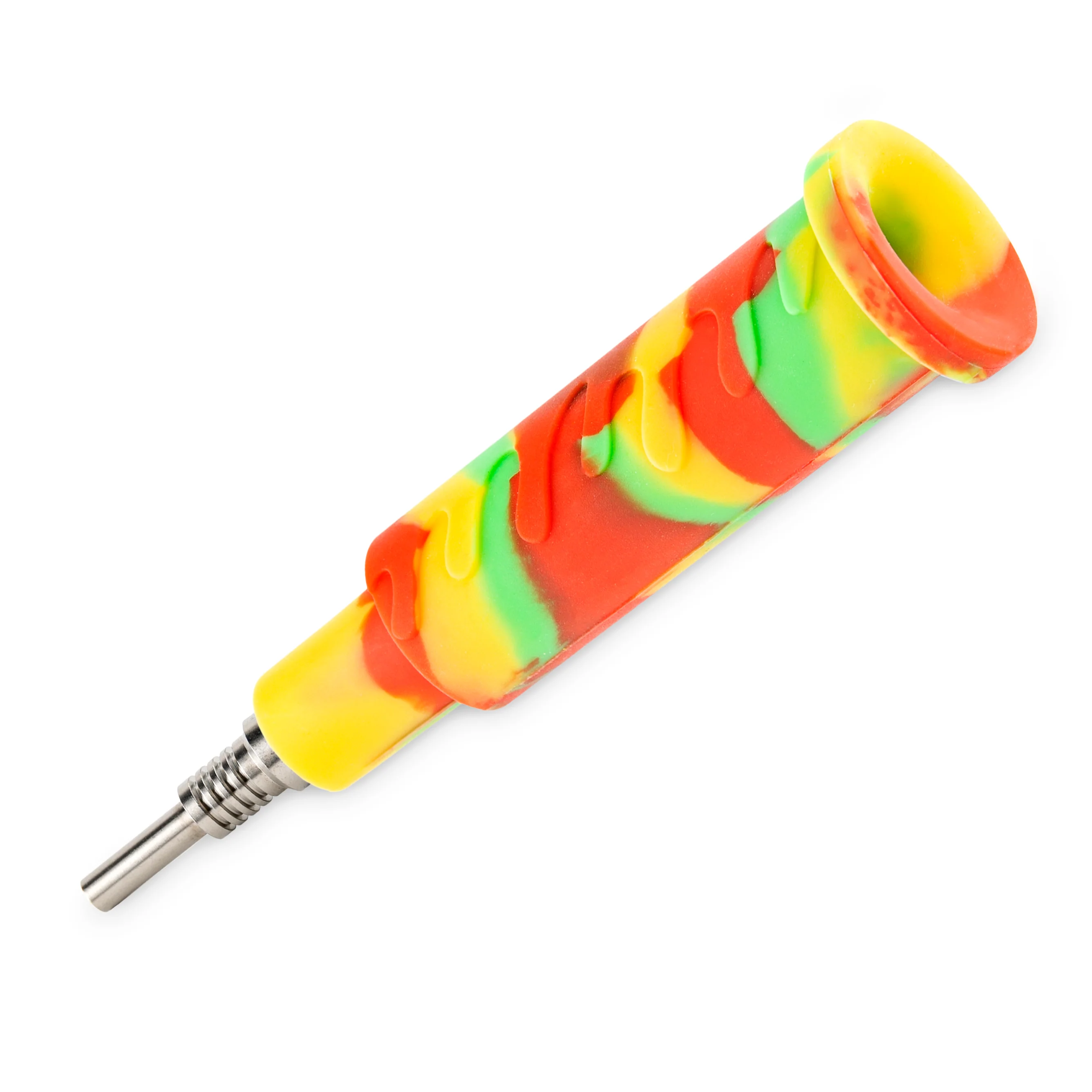 Ooze Cranium Silicone Water Pipe, Dab Rig & Dab Straw - Rasta - Image 6