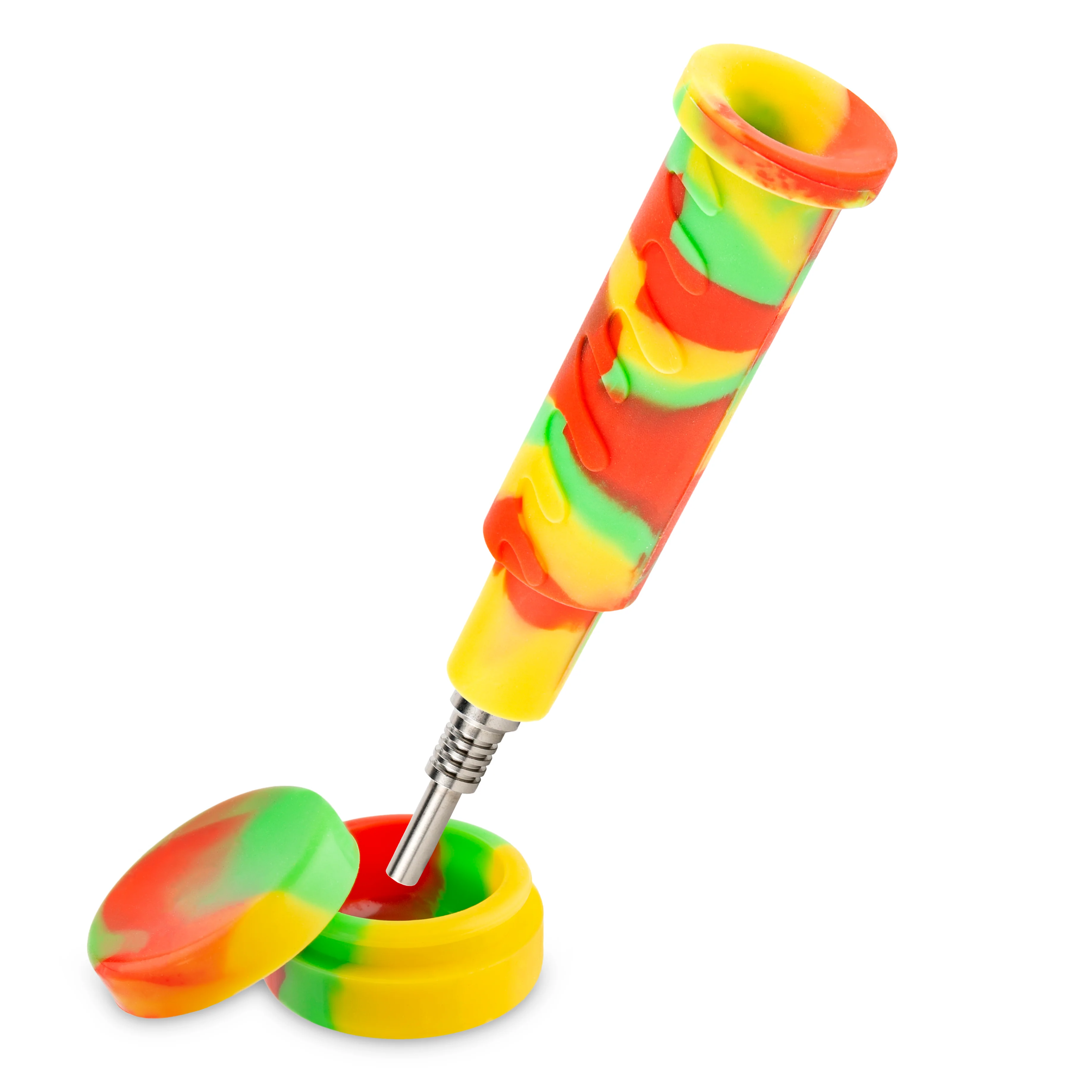 Ooze Cranium Silicone Water Pipe, Dab Rig & Dab Straw - Rasta - Image 9