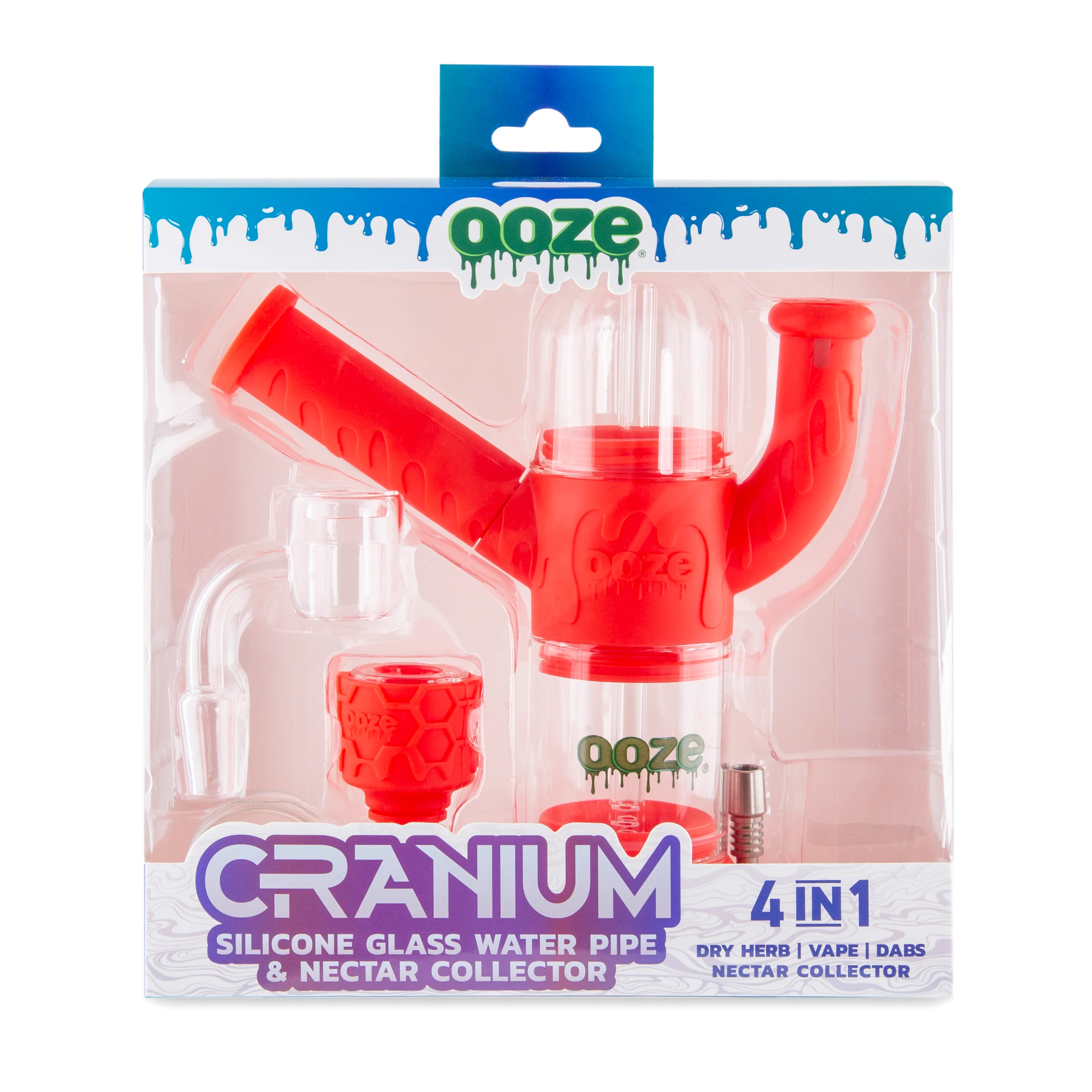 Ooze Cranium Silicone Water Pipe, Dab Rig & Dab Straw - Scarlet - Image 11