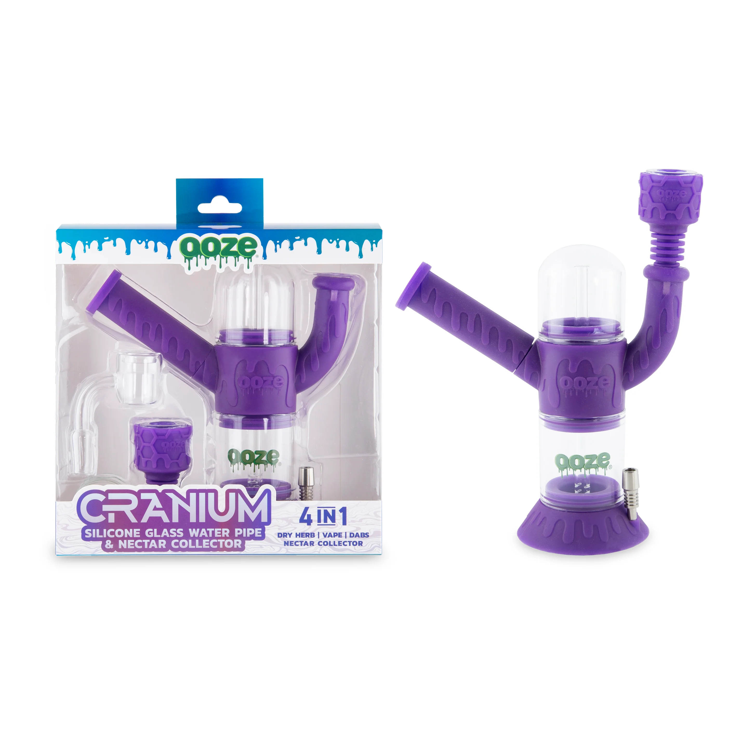 Ooze Cranium Silicone Water Pipe, Dab Rig & Dab Straw - Ultra Purple - Image 9