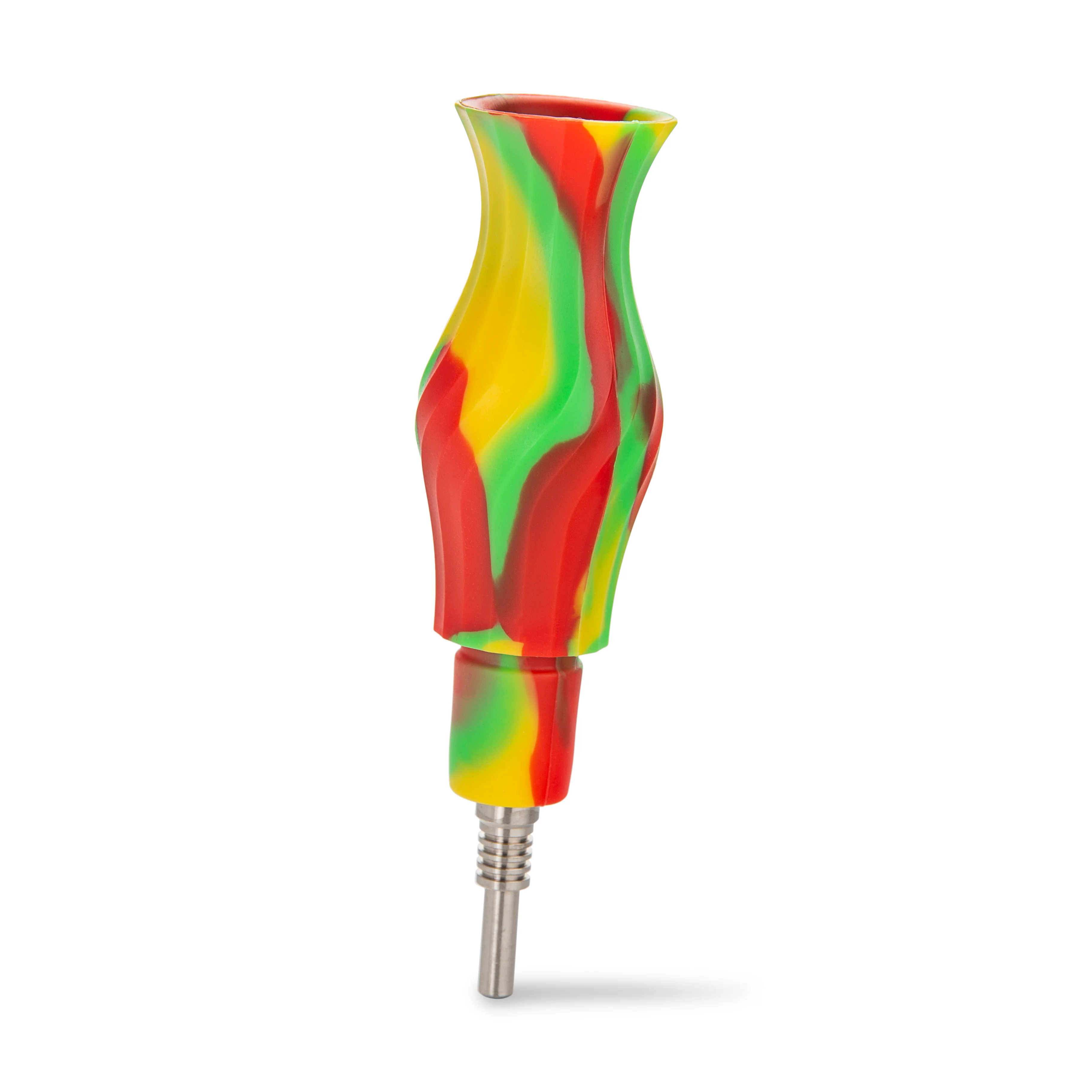 Ooze Echo Silicone Water Pipe, Dab Rig & Dab Straw - Rasta - Image 6