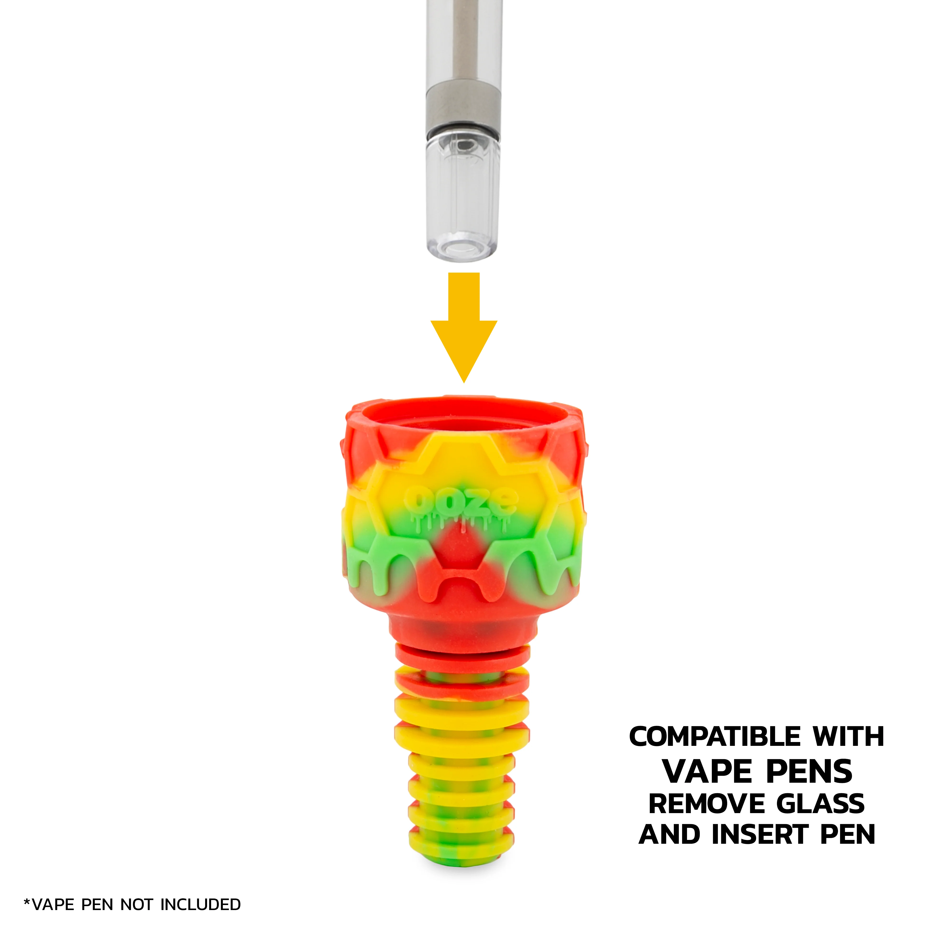 Ooze Echo Silicone Water Pipe, Dab Rig & Dab Straw - Rasta - Image 7