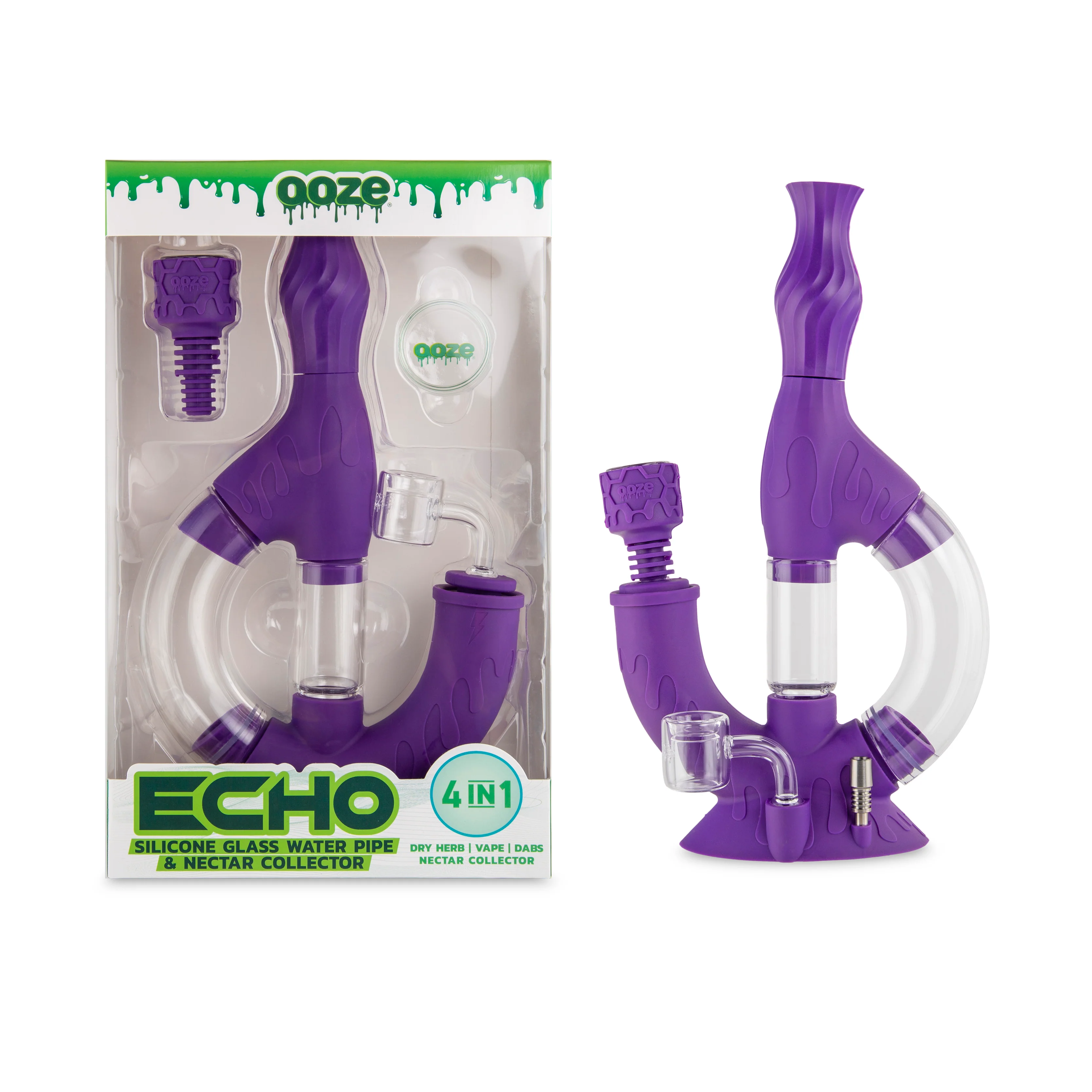 Ooze Echo Silicone Water Pipe, Dab Rig & Dab Straw - Ultra Purple - Image 7