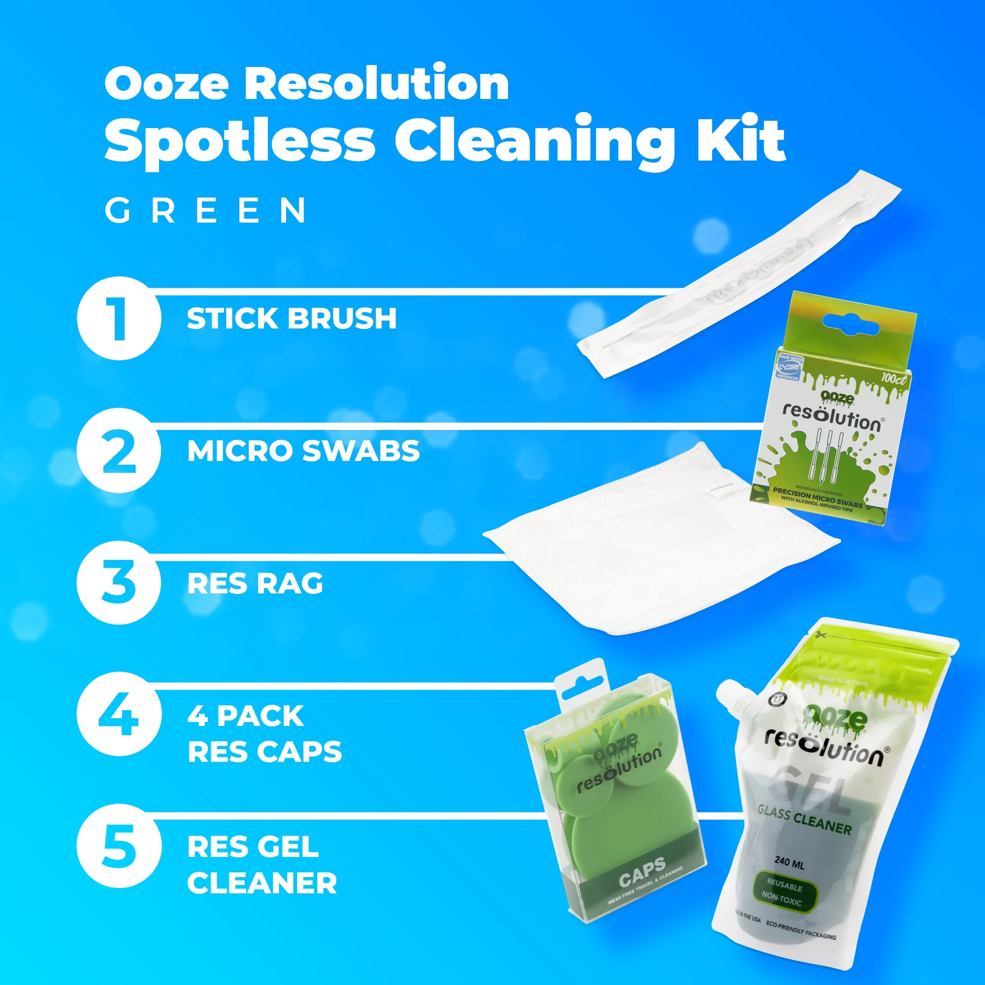 Ooze Resolution Spotless Cleaning Kit – Green - Image 2