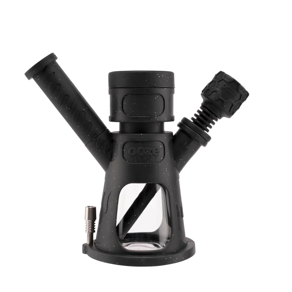 Ooze Hyborg Silicone Water Pipe, Dab Rig & Dab Straw - Shimmer Black