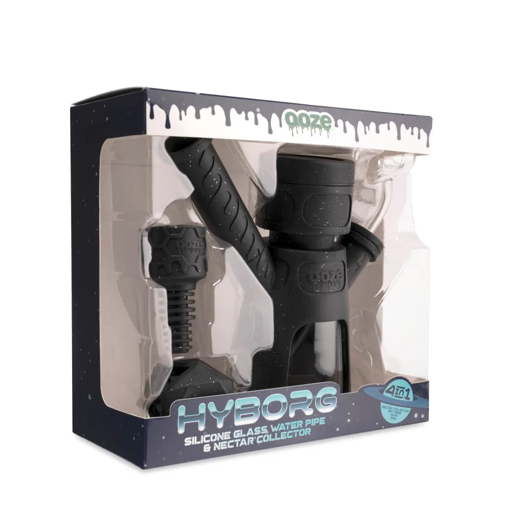 Ooze Hyborg Silicone Water Pipe, Dab Rig & Dab Straw - Shimmer Black - Image 10