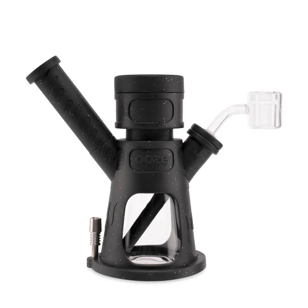 Ooze Hyborg Silicone Water Pipe, Dab Rig & Dab Straw - Shimmer Black - Image 2