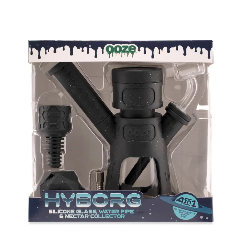 Ooze Hyborg Silicone Water Pipe, Dab Rig & Dab Straw - Shimmer Black - Image 8