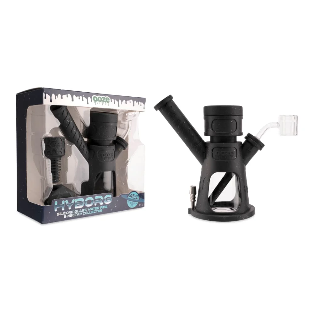 Ooze Hyborg Silicone Water Pipe, Dab Rig & Dab Straw - Shimmer Black - Image 9