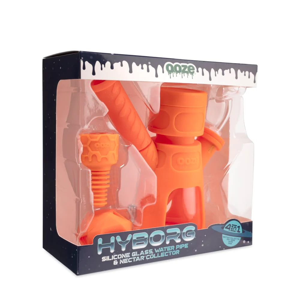 Ooze Hyborg Silicone Water Pipe, Dab Rig & Dab Straw - Orange Burst - Image 10