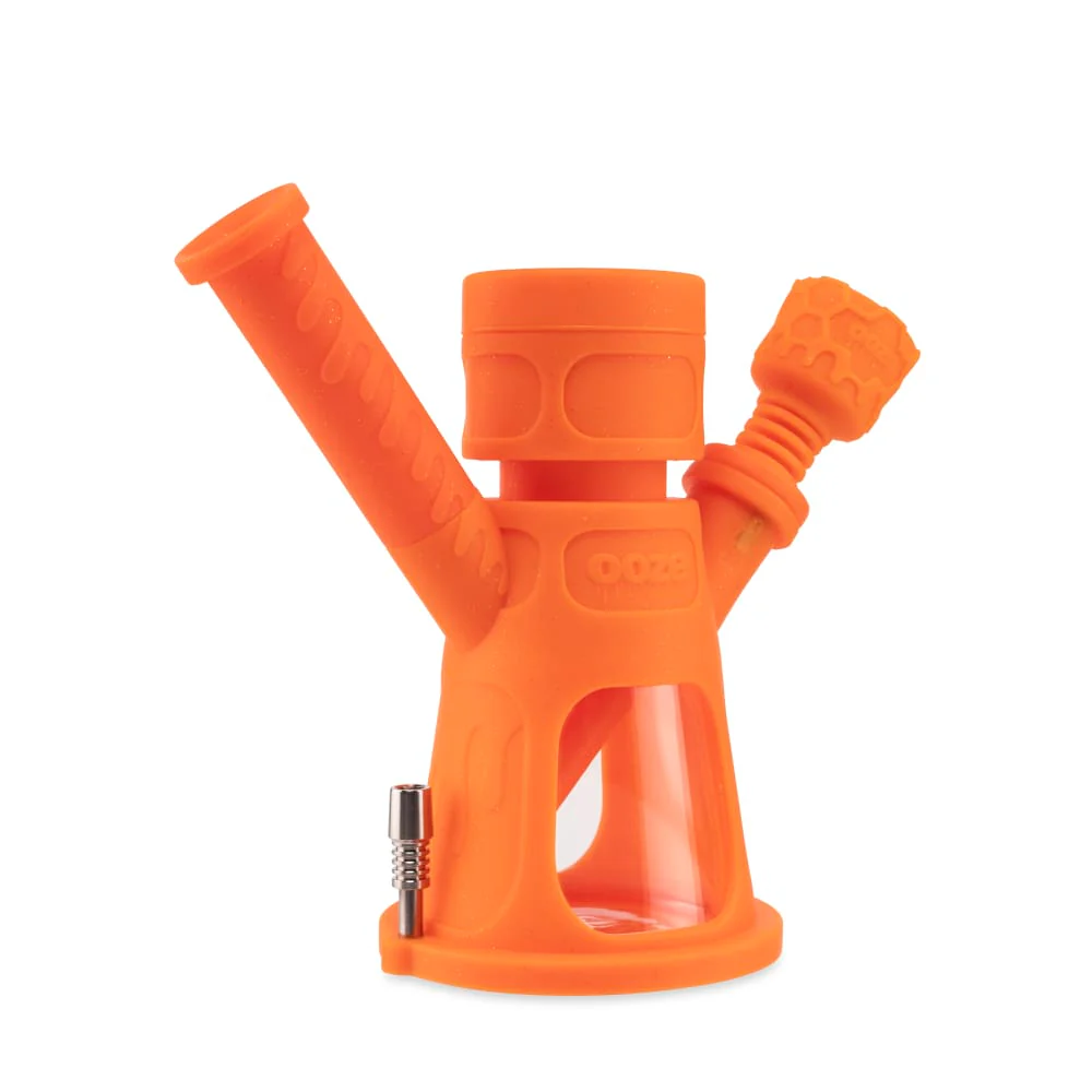 Ooze Hyborg Silicone Water Pipe, Dab Rig & Dab Straw - Orange Burst - Image 4