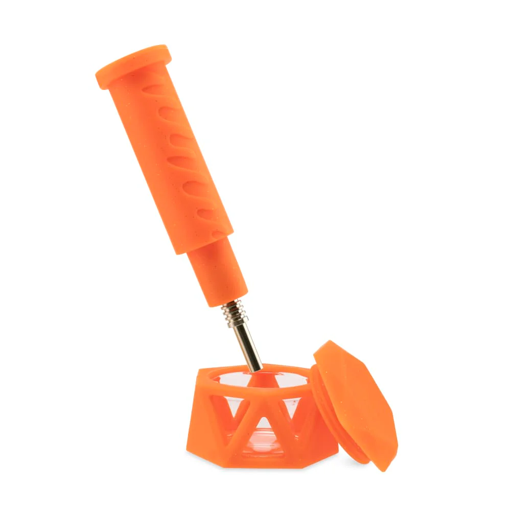 Ooze Hyborg Silicone Water Pipe, Dab Rig & Dab Straw - Orange Burst - Image 7