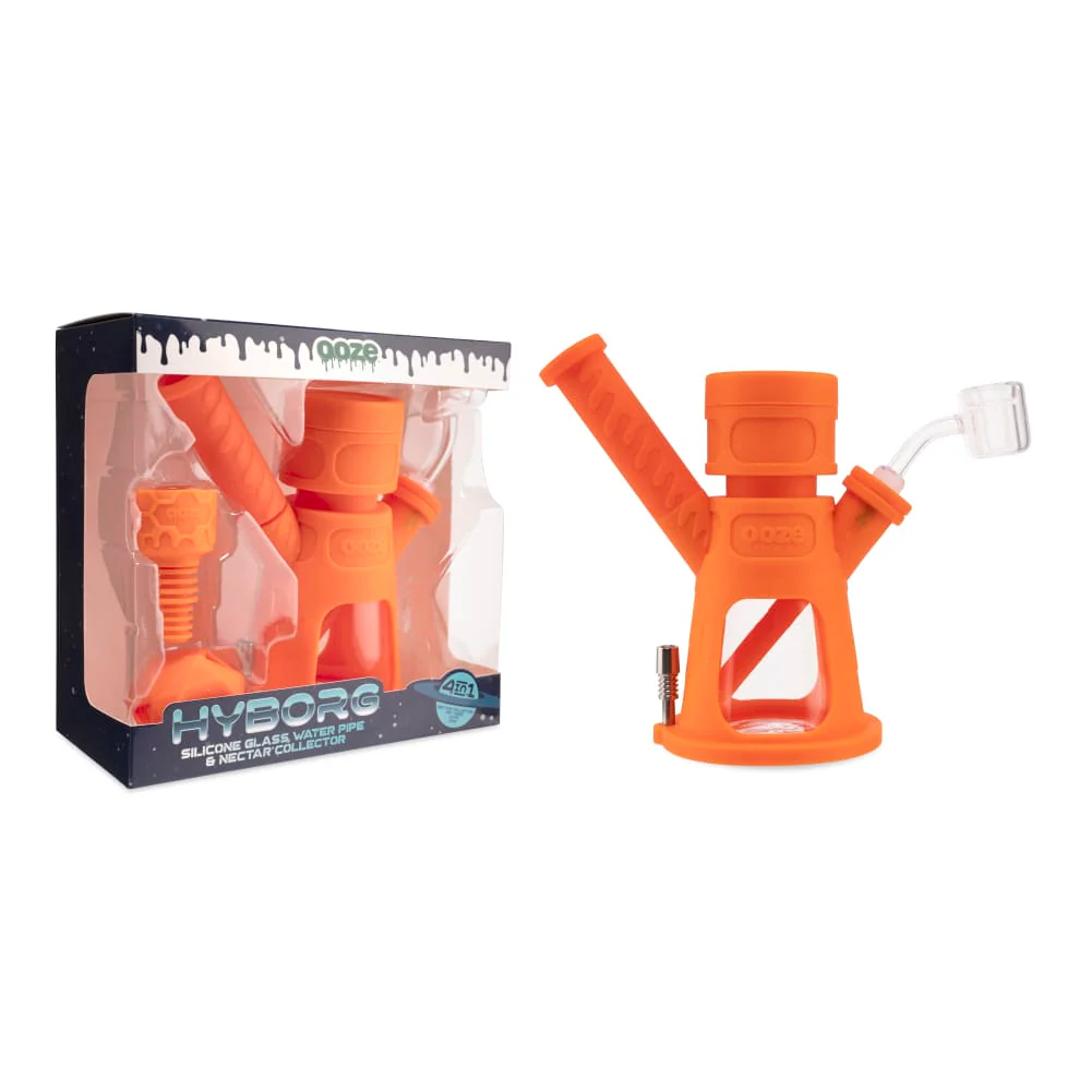 Ooze Hyborg Silicone Water Pipe, Dab Rig & Dab Straw - Orange Burst - Image 9