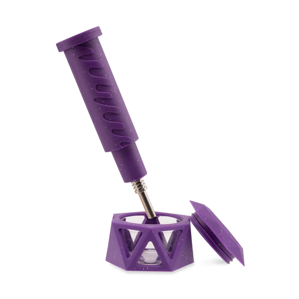 Ooze Hyborg Silicone Water Pipe, Dab Rig & Dab Straw - Shimmer Purple - Image 4