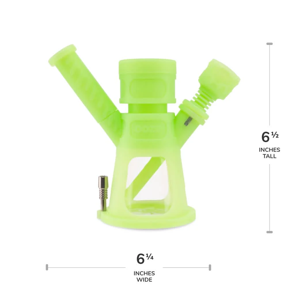 Ooze Hyborg Silicone Water Pipe, Dab Rig & Dab Straw - Green Glow - Image 11