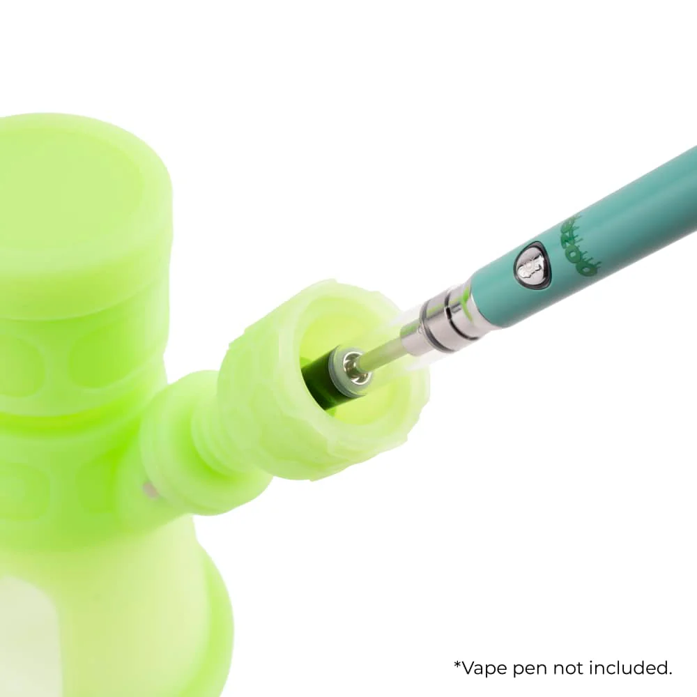 Ooze Hyborg Silicone Water Pipe, Dab Rig & Dab Straw - Green Glow - Image 3