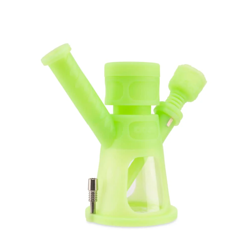 Ooze Hyborg Silicone Water Pipe, Dab Rig & Dab Straw - Green Glow - Image 4