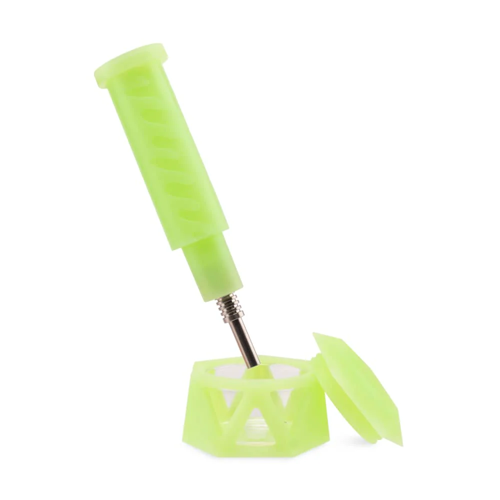 Ooze Hyborg Silicone Water Pipe, Dab Rig & Dab Straw - Green Glow - Image 7