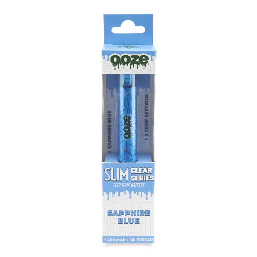 Slim Clear Series Transparent 510 Vape Battery – Sapphire Blue - Image 2