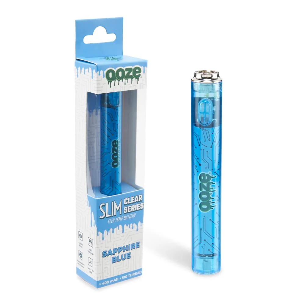 Slim Clear Series Transparent 510 Vape Battery – Sapphire Blue - Image 6