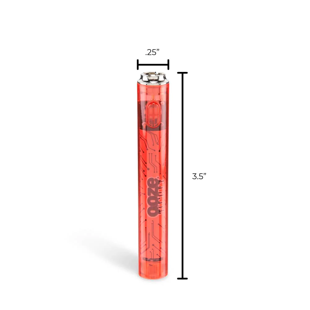 Slim Clear Series Transparent 510 Vape Battery – Ruby Red - Image 4