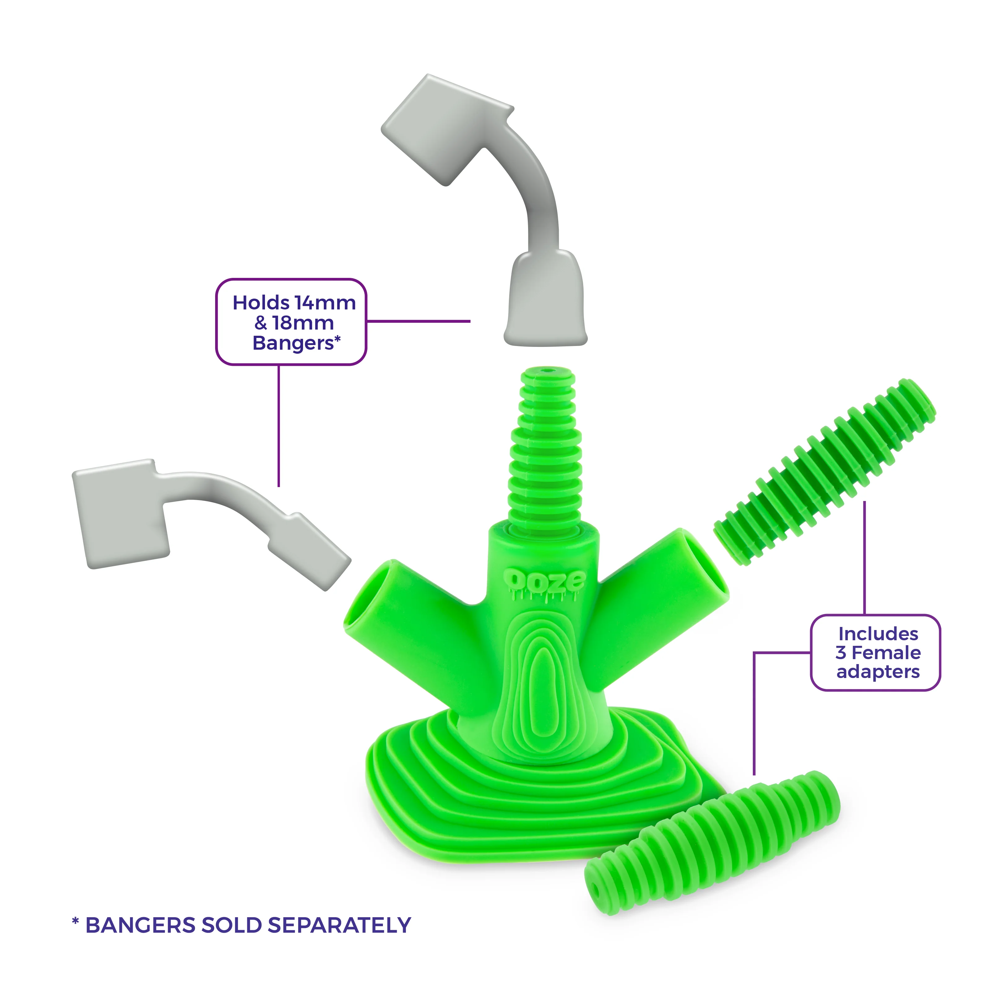 Ooze Banger Hanger Silicone Banger Stand - Slime Green - Image 6