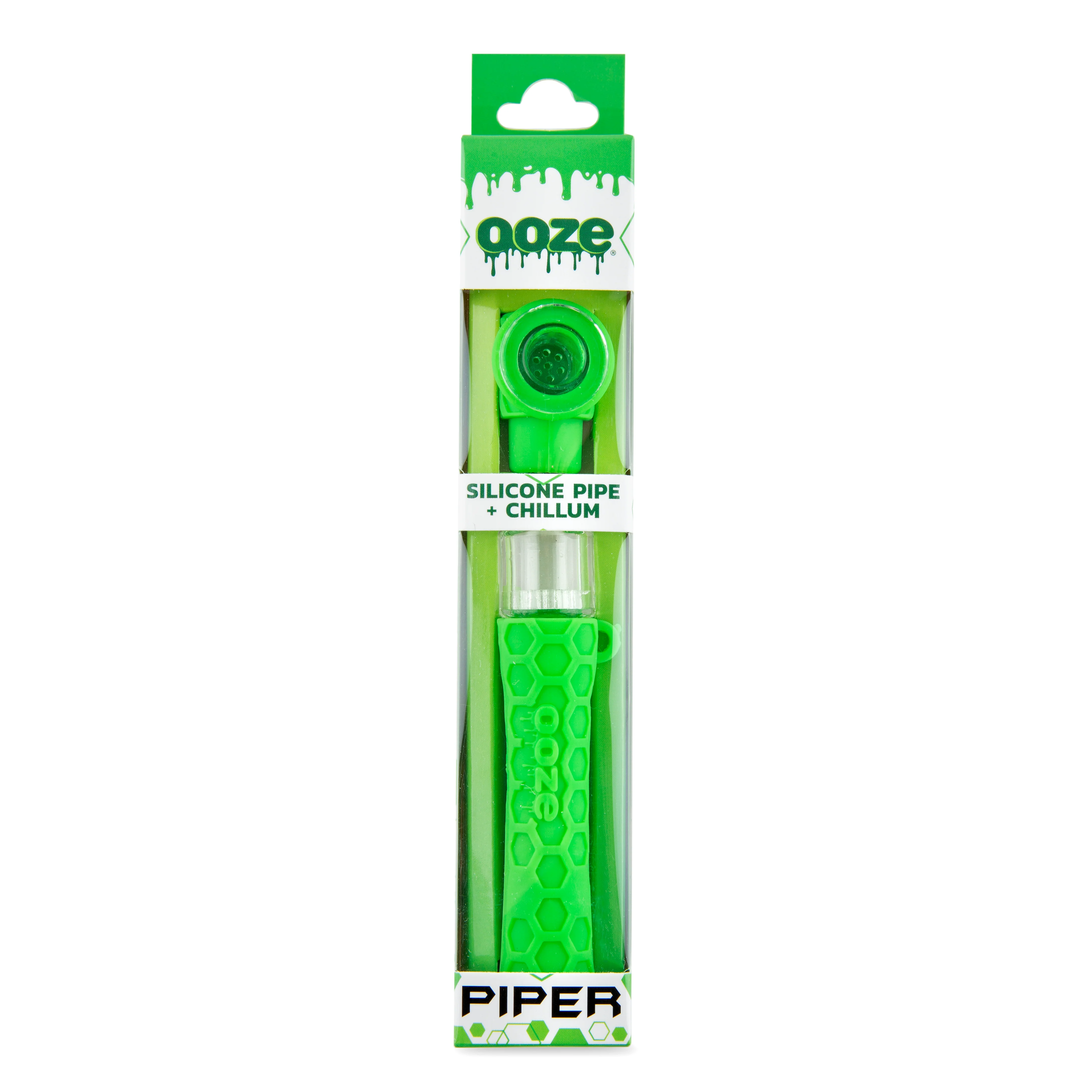 Ooze Piper Silicone Glass Hand Pipe & Chillum - Slime Green - Image 2