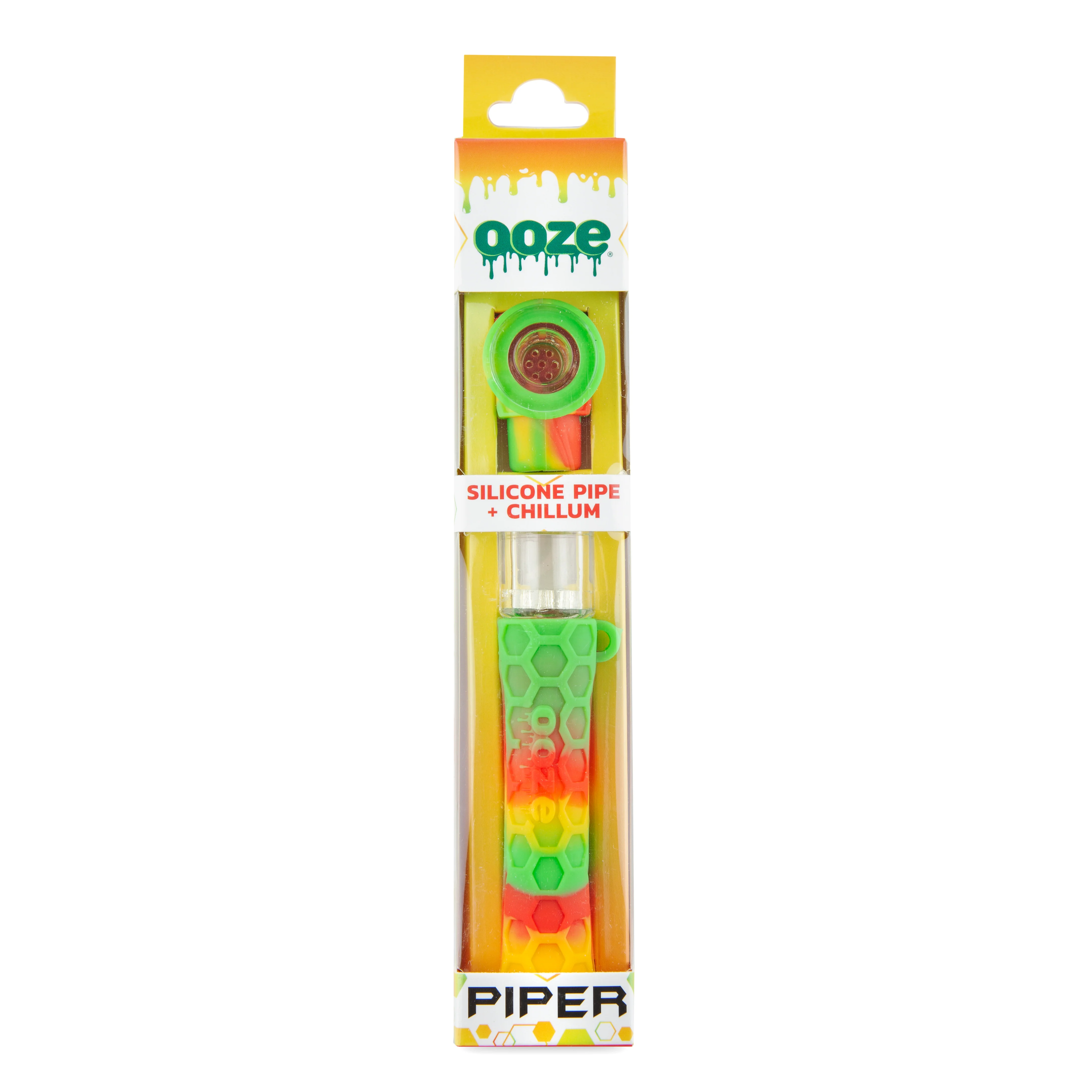 Ooze Piper Silicone Glass Hand Pipe & Chillum - Rasta - Image 2