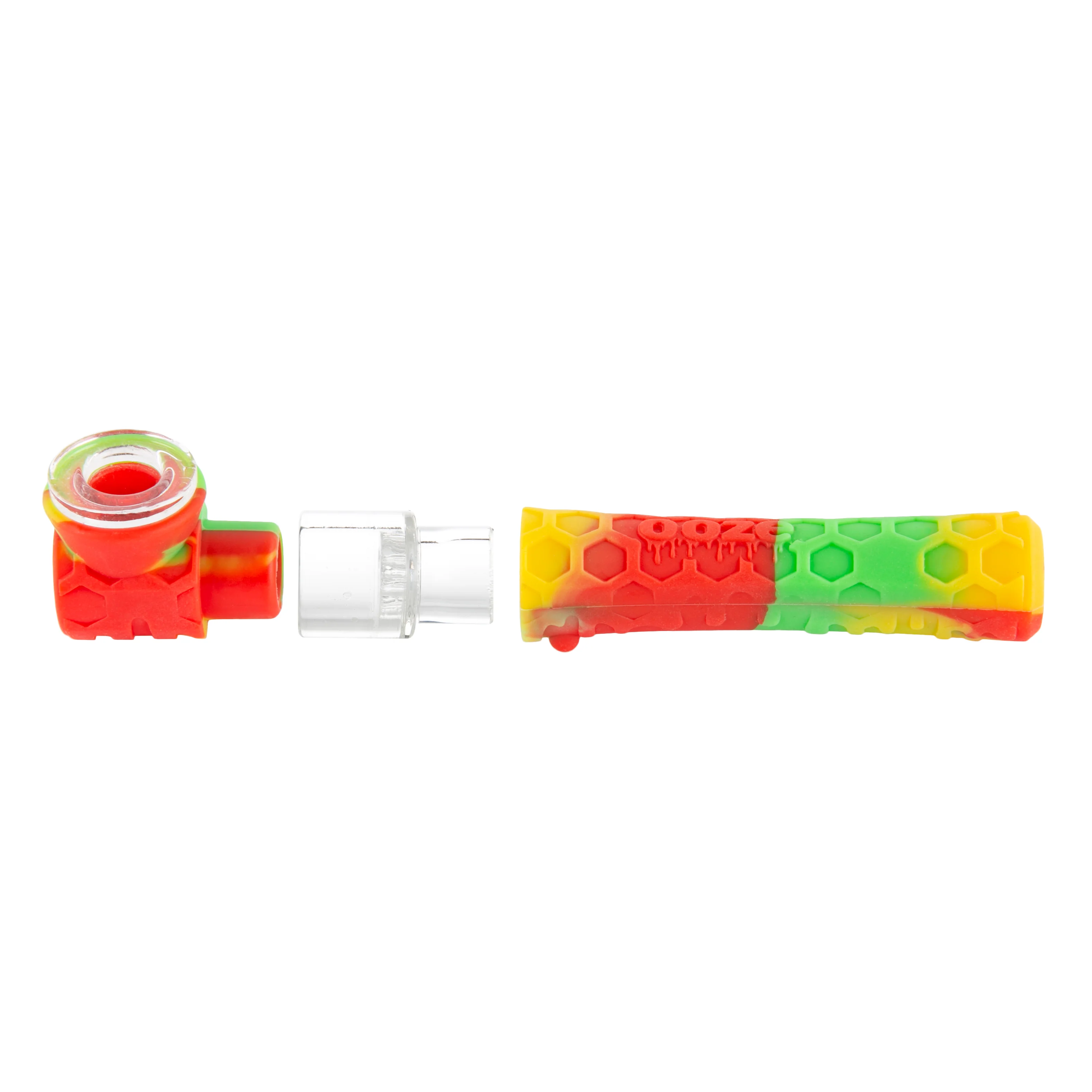 Ooze Piper Silicone Glass Hand Pipe & Chillum - Rasta - Image 3