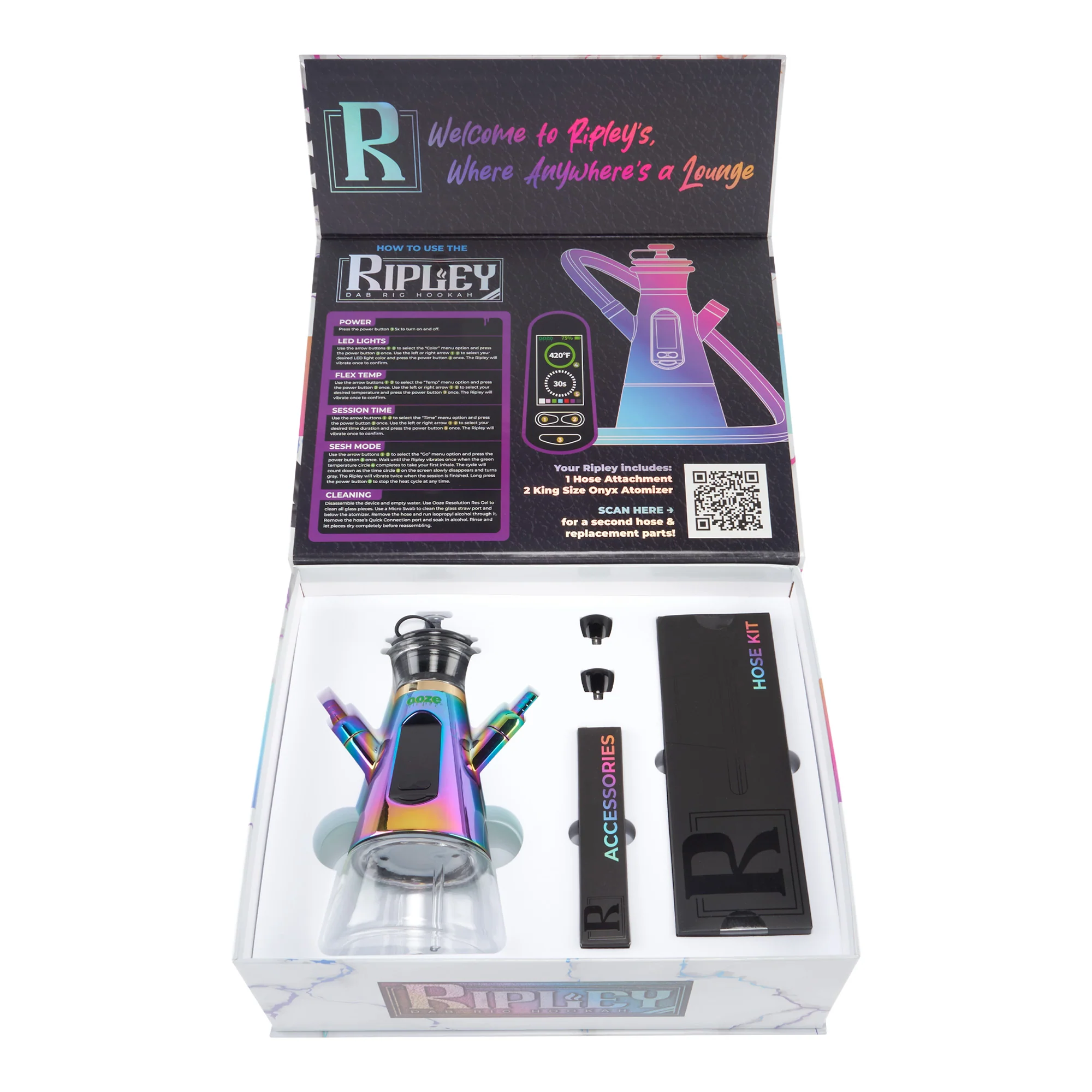 Ripley Dab Rig Hookah – C-Core 2400 mAh - Rainbow - Image 6