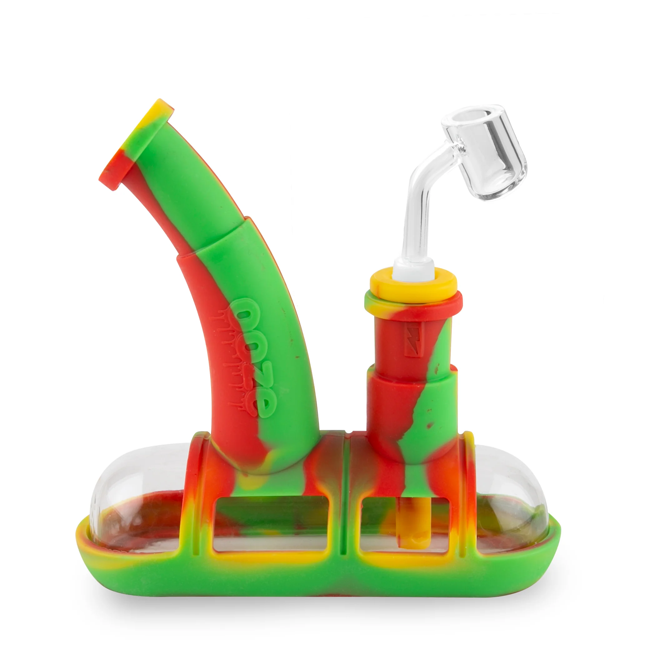 Ooze Steamboat Silicone Water Bubbler & Dab Rig - Rasta - Image 4