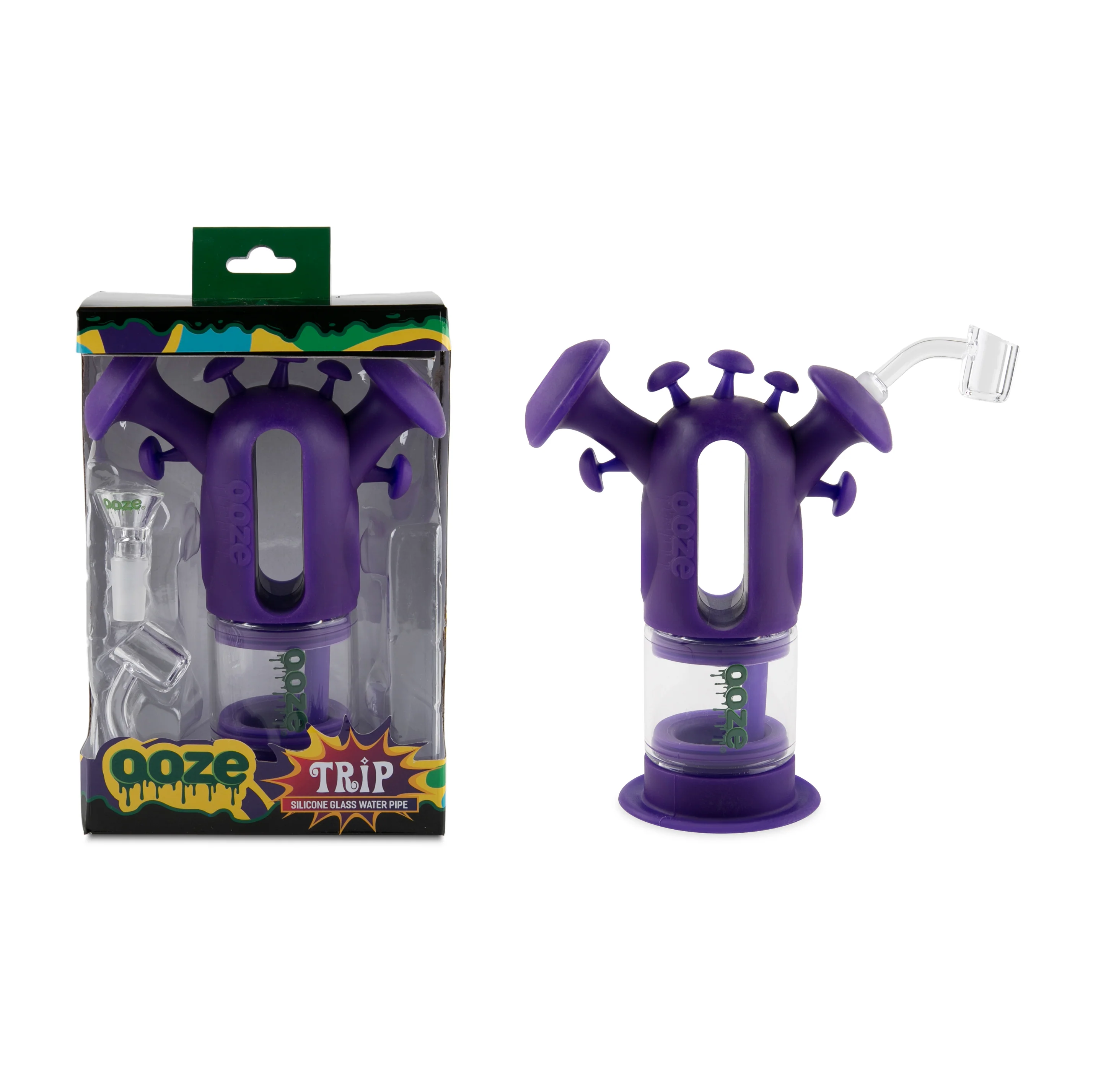 Ooze Trip Pipe Silicone Water Bubbler & Dab Rig - Ultra Purple - Image 4