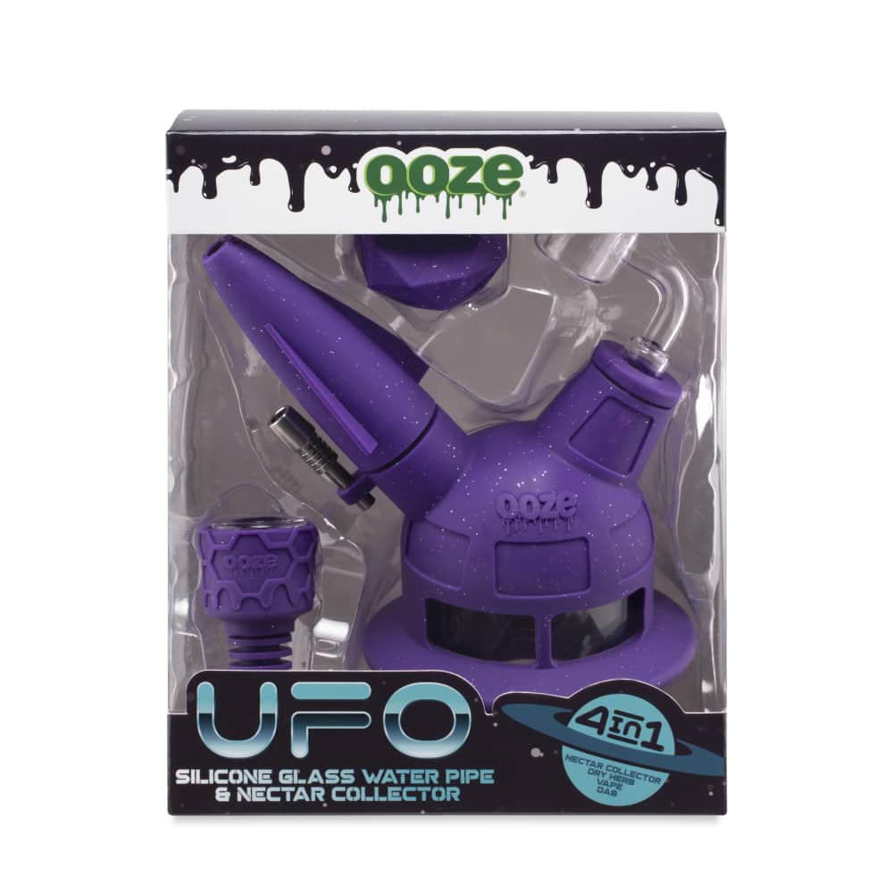 Ooze UFO Silicone Water Pipe & Dab Straw - Shimmer Purple - Image 6