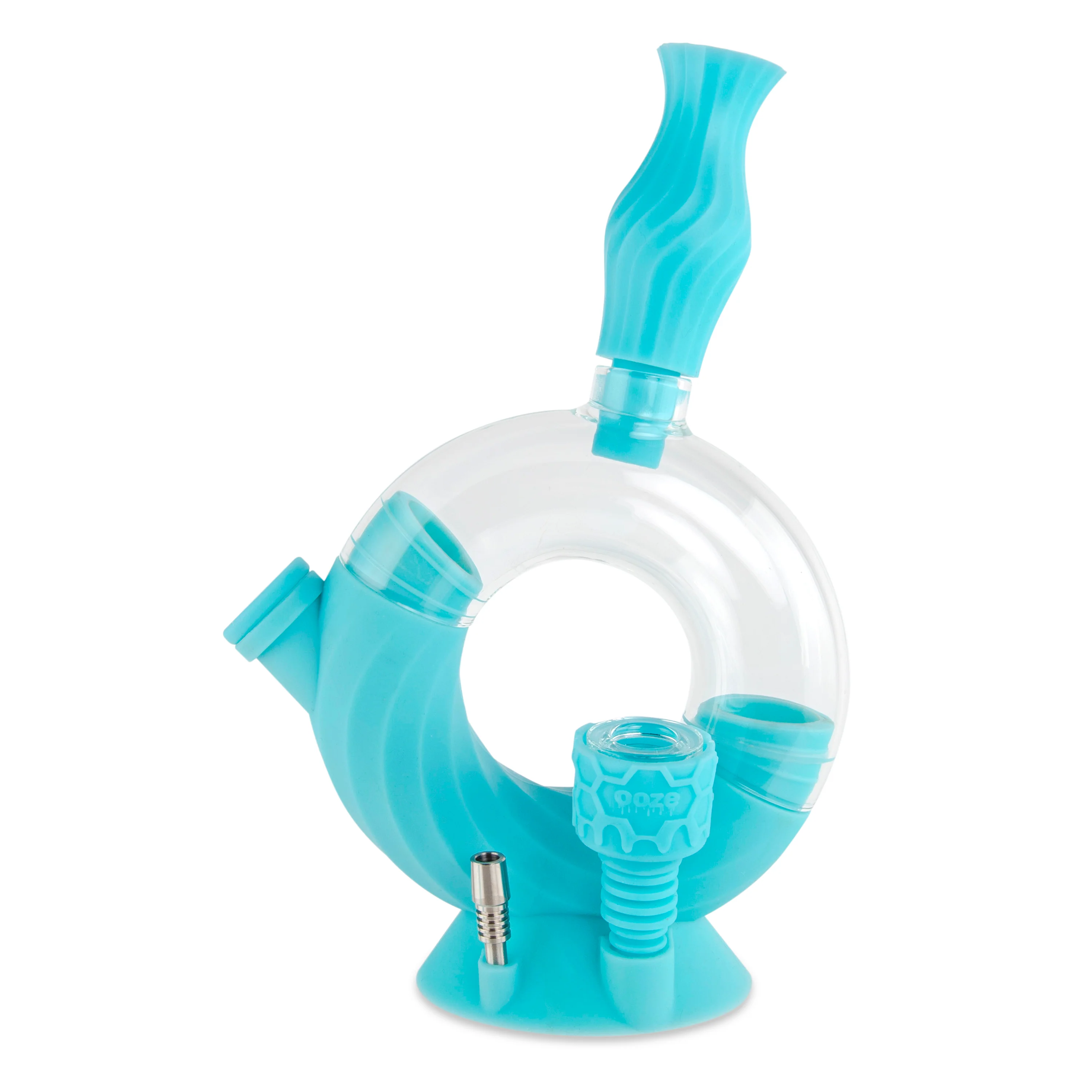 Ooze Ozone Silicone Water Pipe, Dab Rig & Dab Straw - Aqua Teal - Image 3