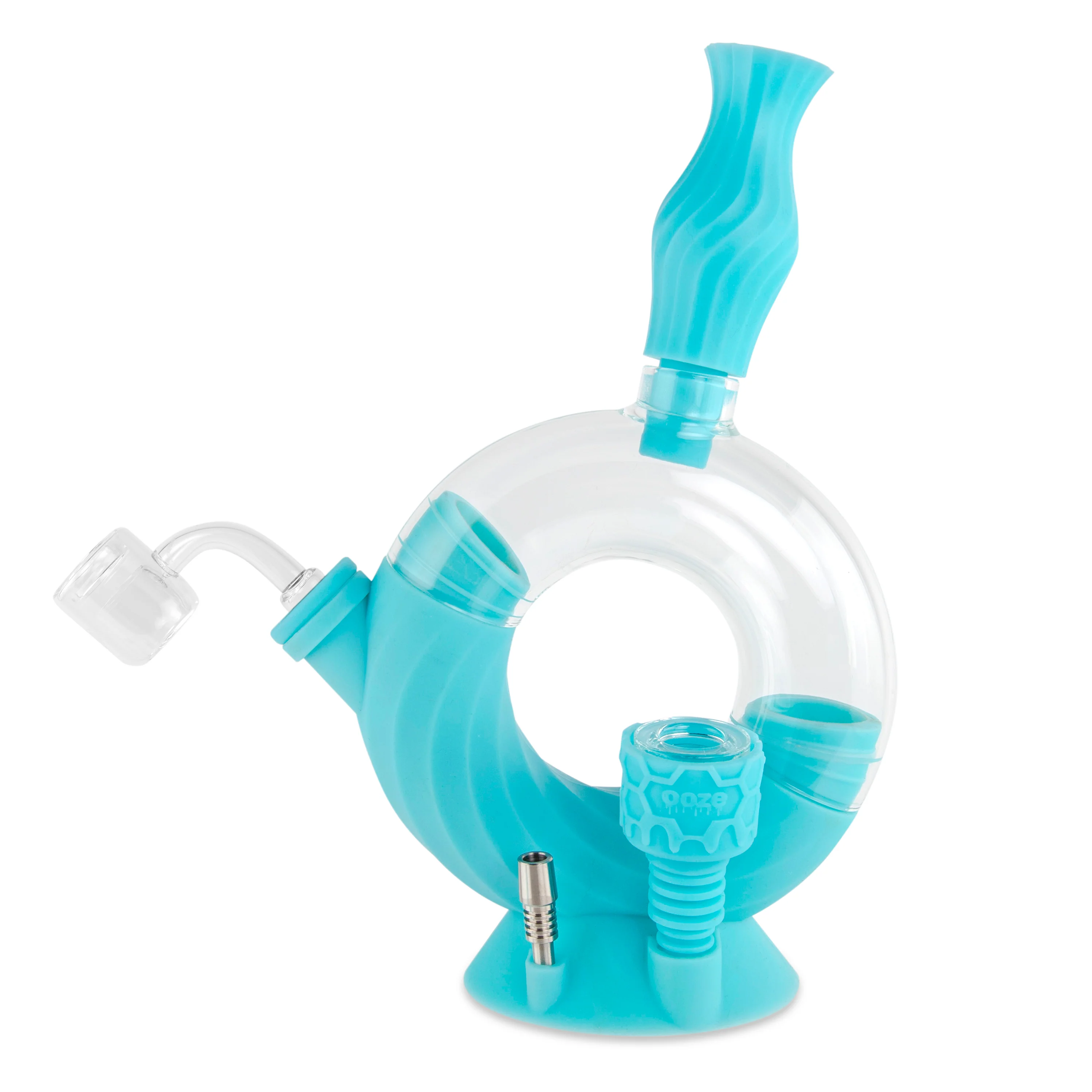 Ooze Ozone Silicone Water Pipe, Dab Rig & Dab Straw - Aqua Teal - Image 4