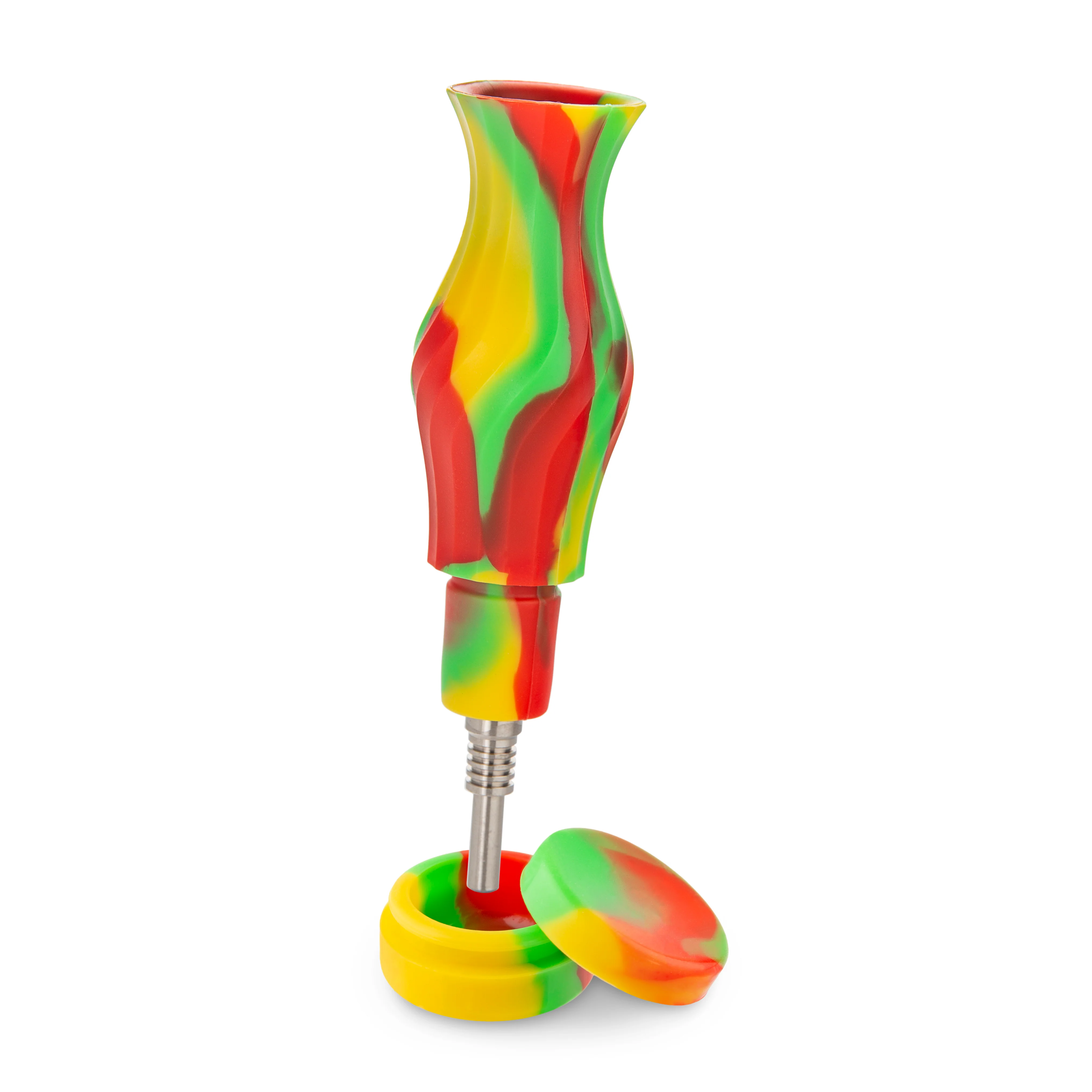 Ooze Ozone Silicone Water Pipe, Dab Rig & Dab Straw - Rasta - Image 10