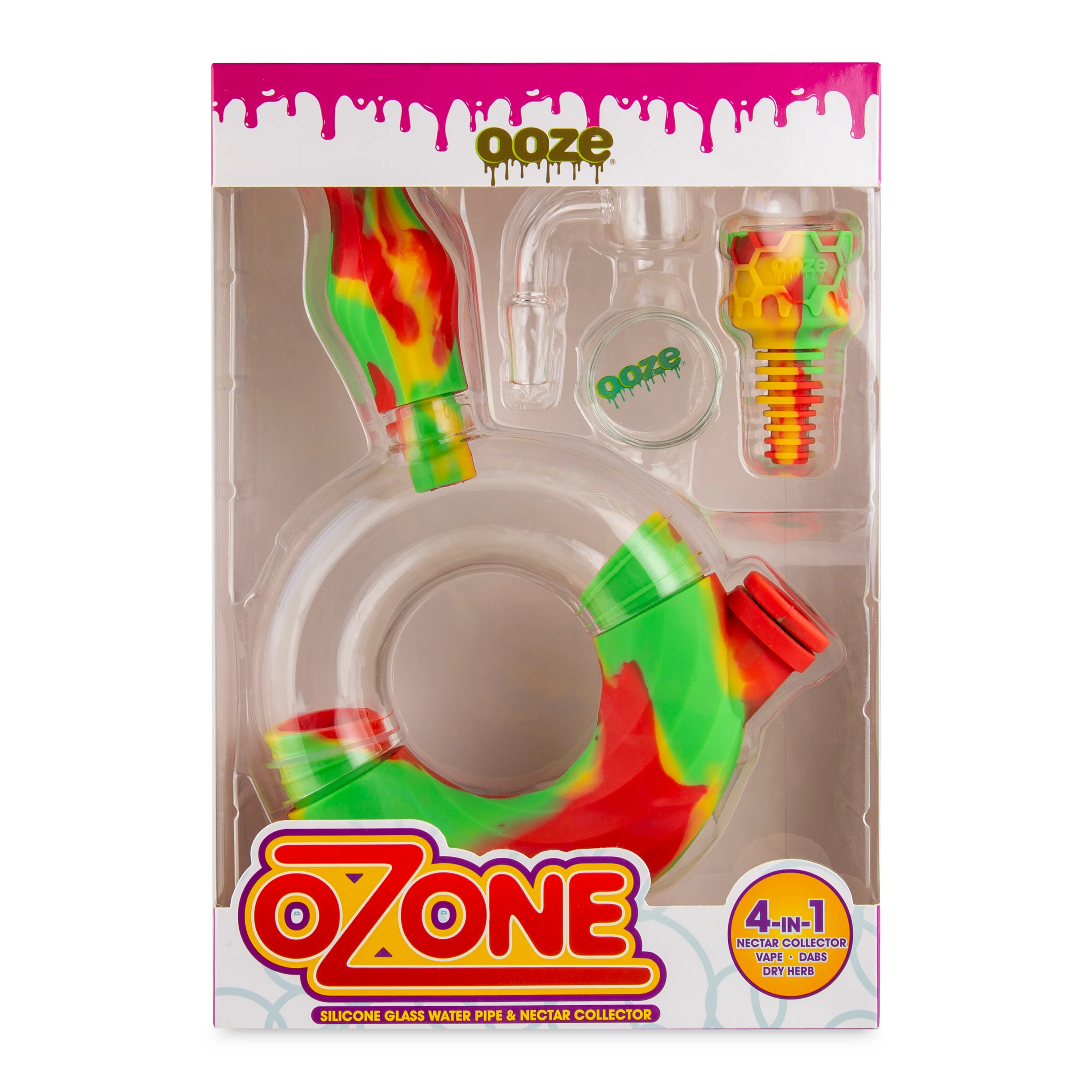 Ooze Ozone Silicone Water Pipe, Dab Rig & Dab Straw - Rasta - Image 11