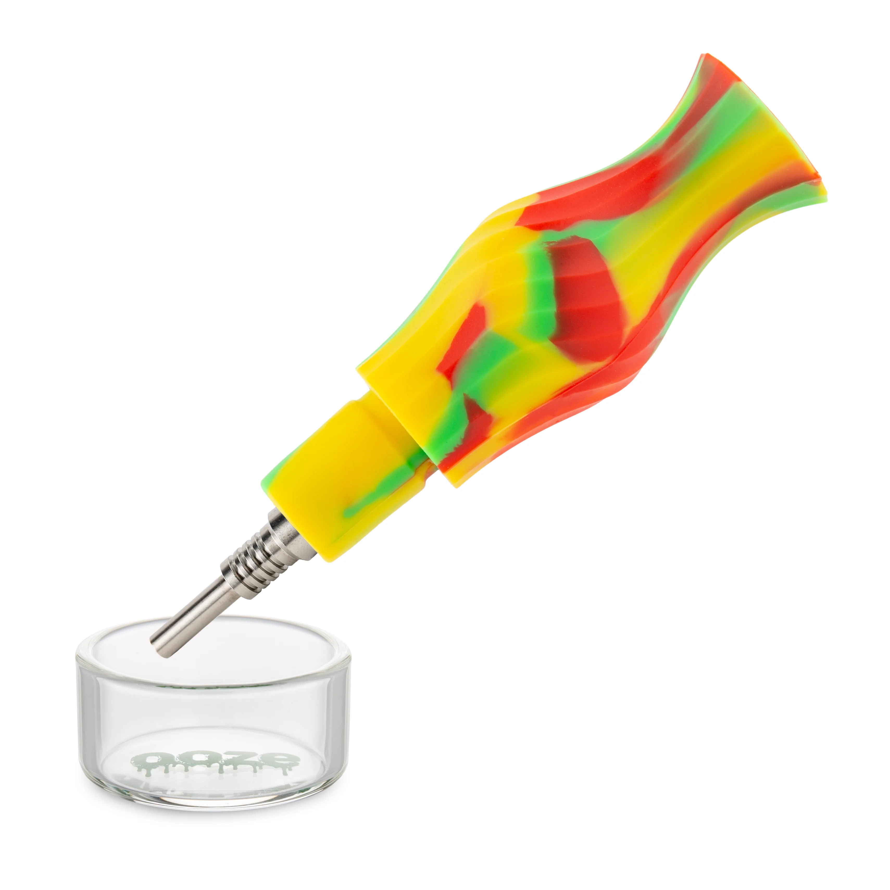 Ooze Ozone Silicone Water Pipe, Dab Rig & Dab Straw - Rasta - Image 12