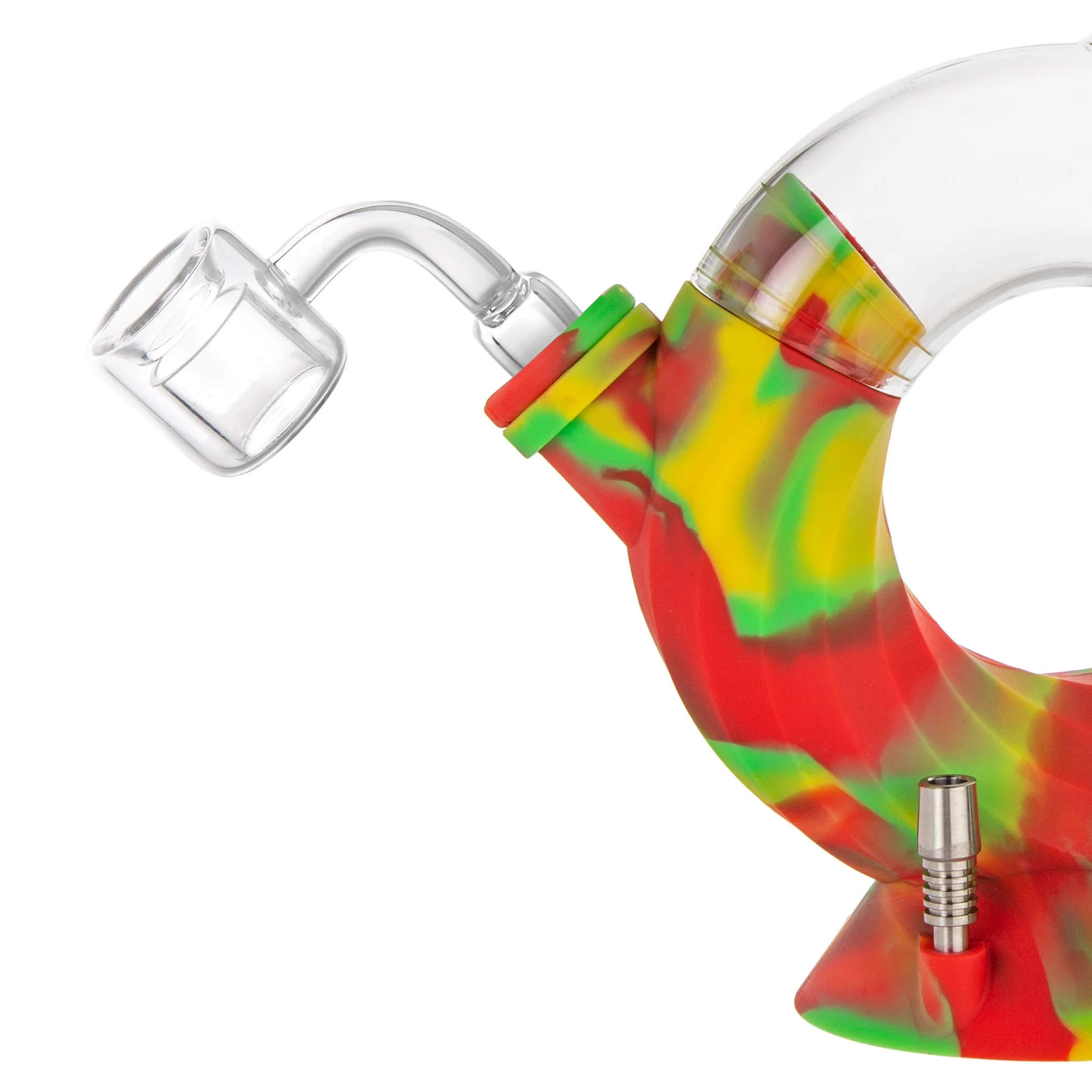 Ooze Ozone Silicone Water Pipe, Dab Rig & Dab Straw - Rasta - Image 7