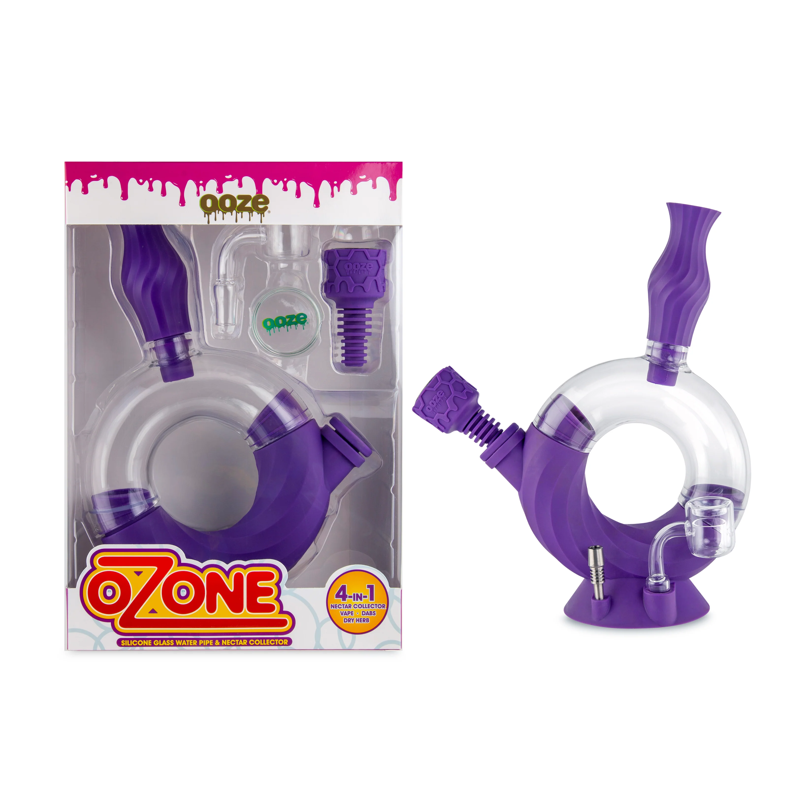 Ooze Ozone Silicone Water Pipe, Dab Rig & Dab Straw - Ultra Purple - Image 7