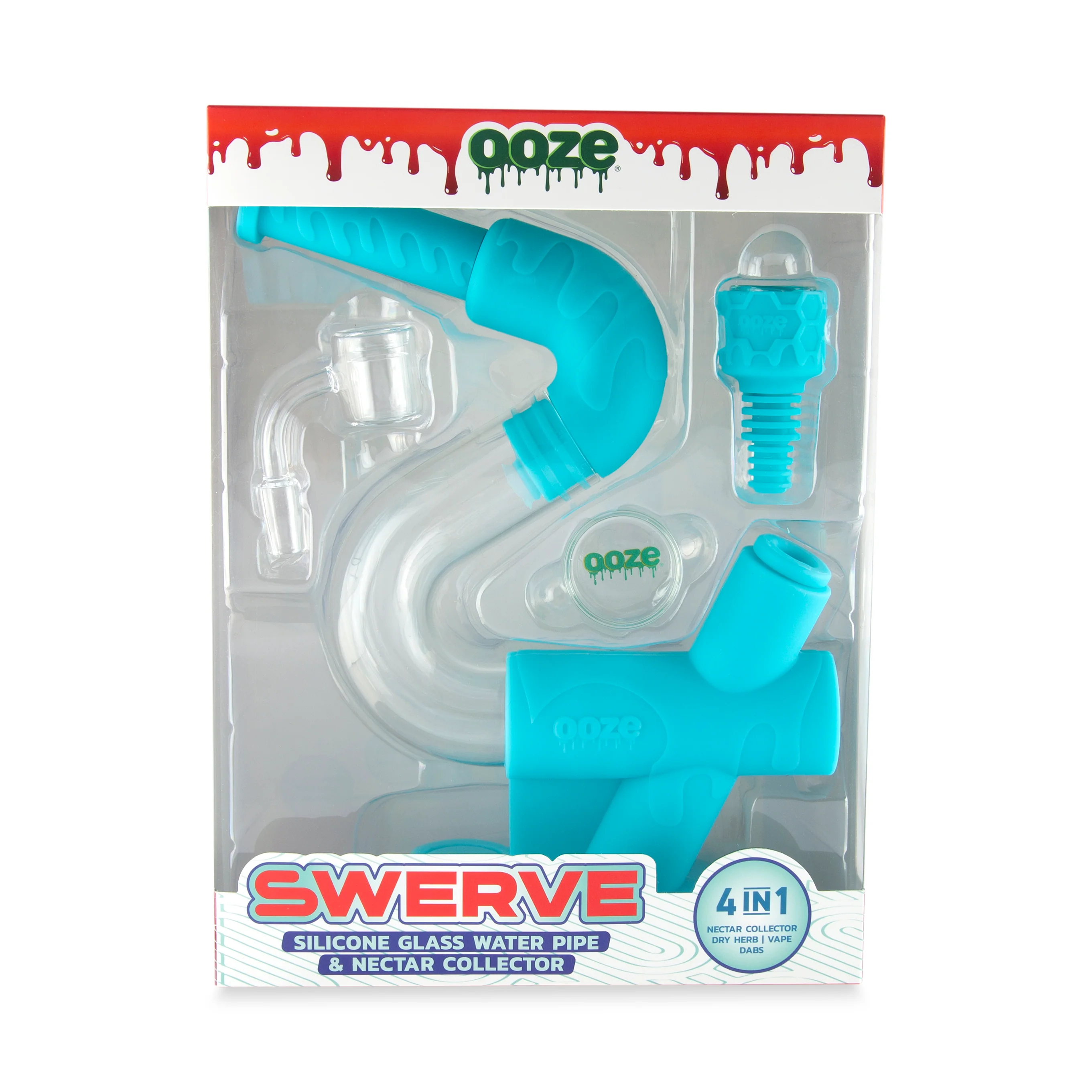 Ooze Swerve Silicone Water Pipe, Dab Rig & Dab Straw - Aqua Teal - Image 3