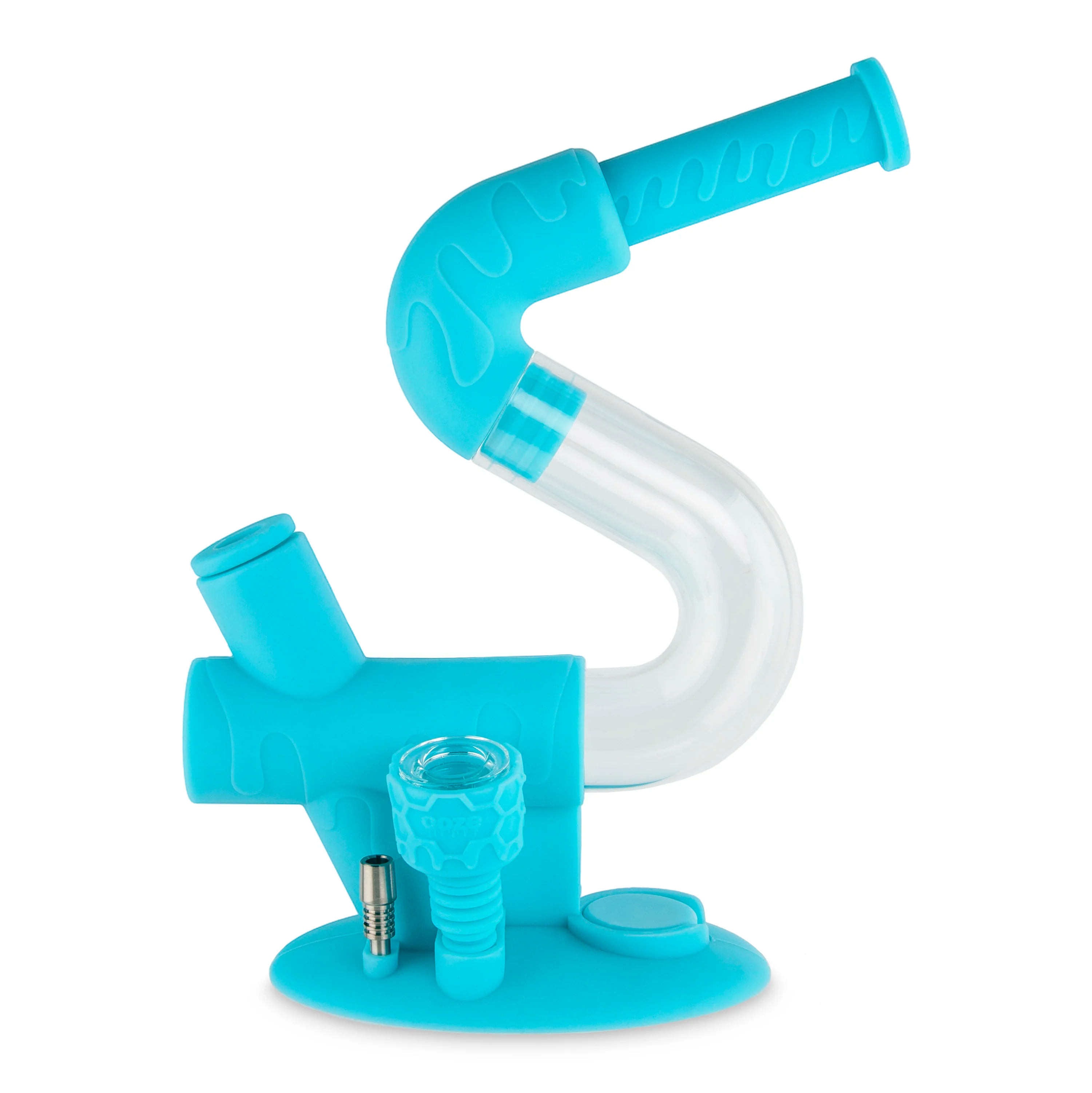 Ooze Swerve Silicone Water Pipe, Dab Rig & Dab Straw - Aqua Teal - Image 4