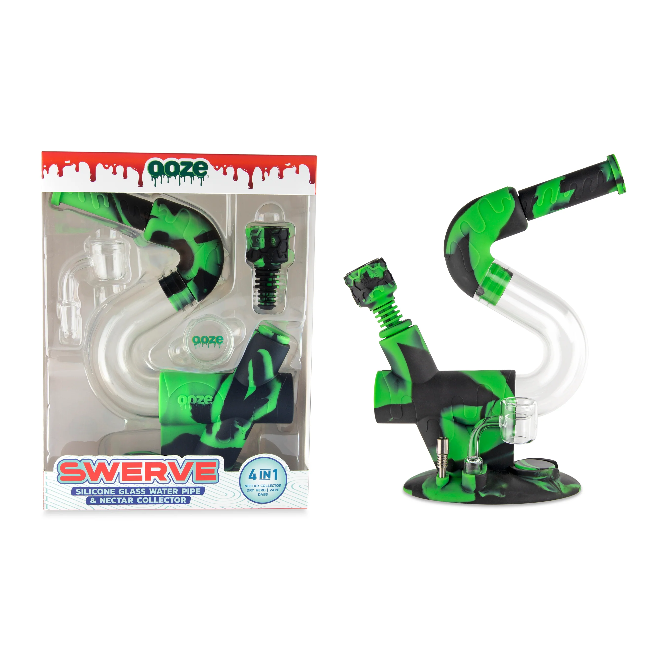 Ooze Swerve Silicone Water Pipe, Dab Rig & Dab Straw - Chameleon - Image 2