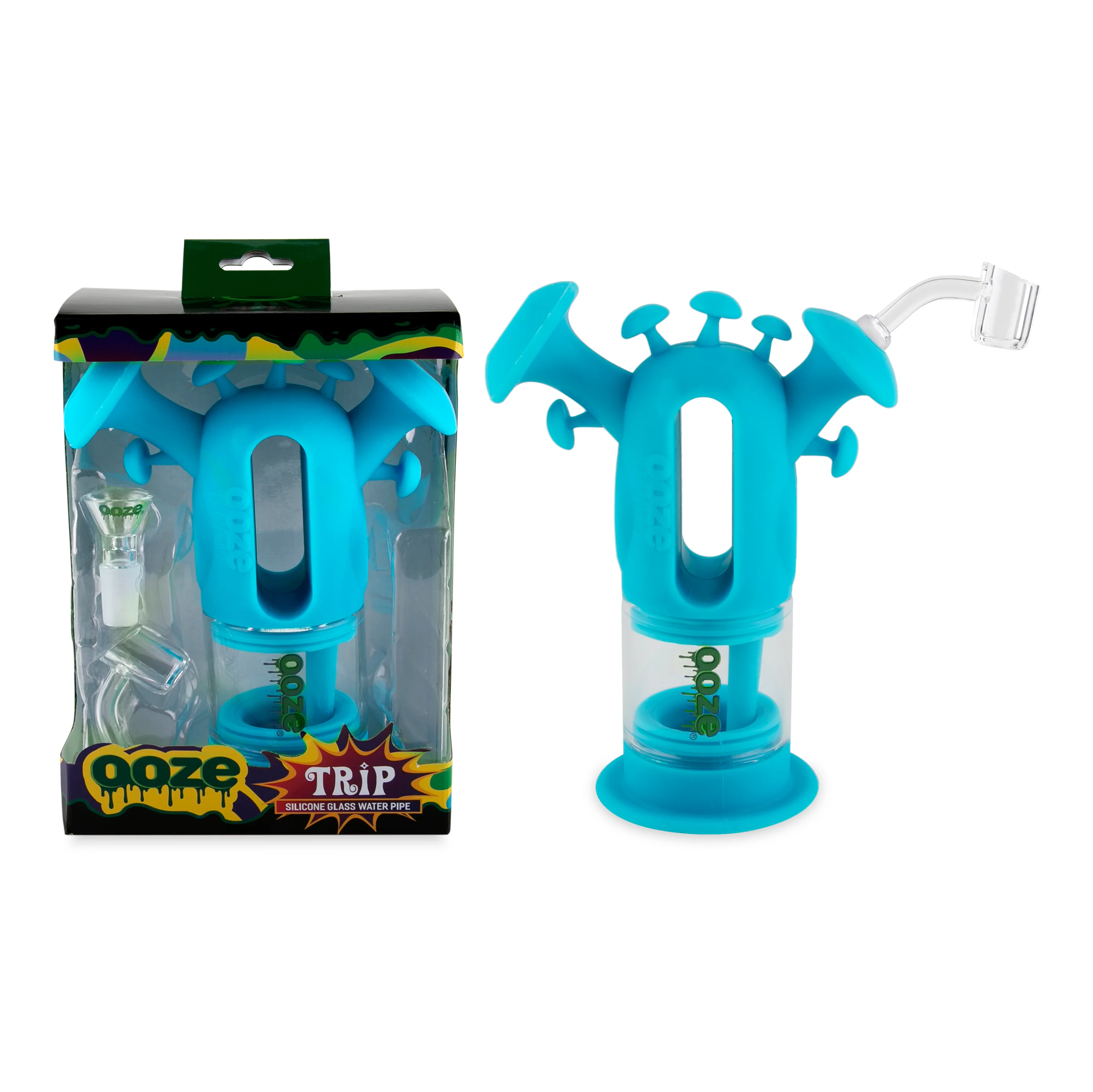 Ooze Trip Pipe Silicone Water Bubbler & Dab Rig - Aqua Teal - Image 2
